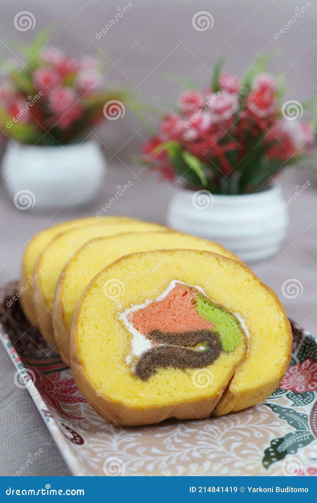 An Original Cream Roll Cake Stock Image Image of sweet, slice 214841419