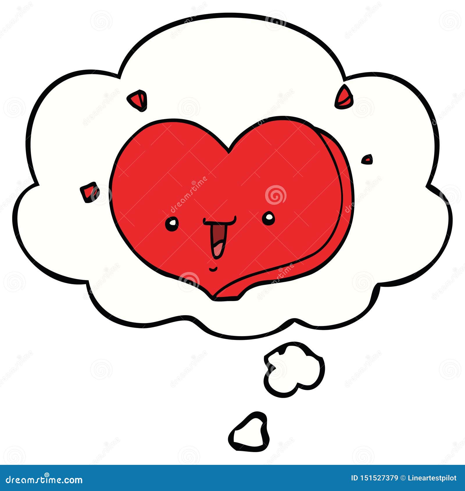 A Creative Cartoon Happy Love Heart And Thought Bubble