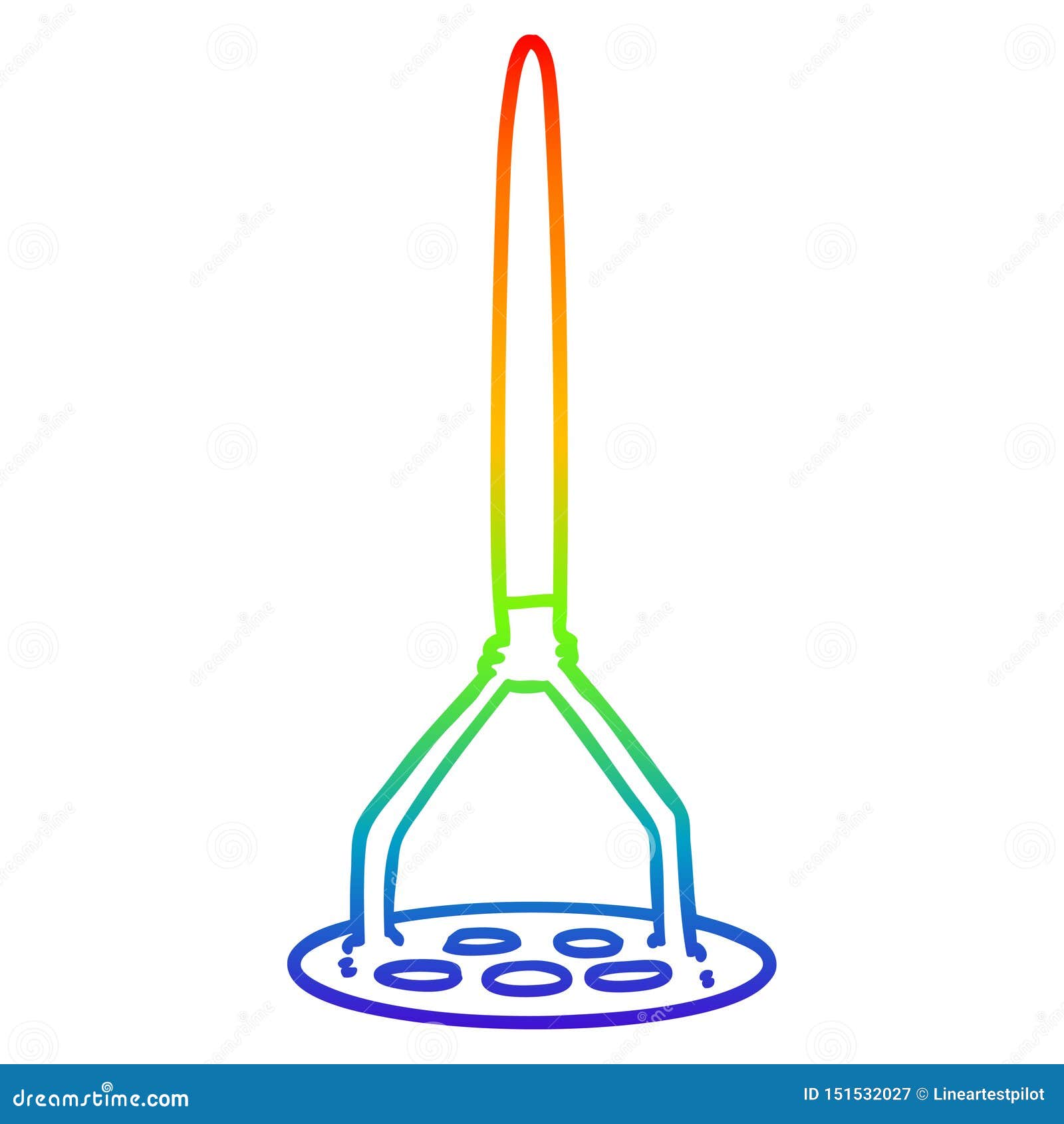 A Creative Rainbow Gradient Line Drawing Cartoon Potato Masher Stock