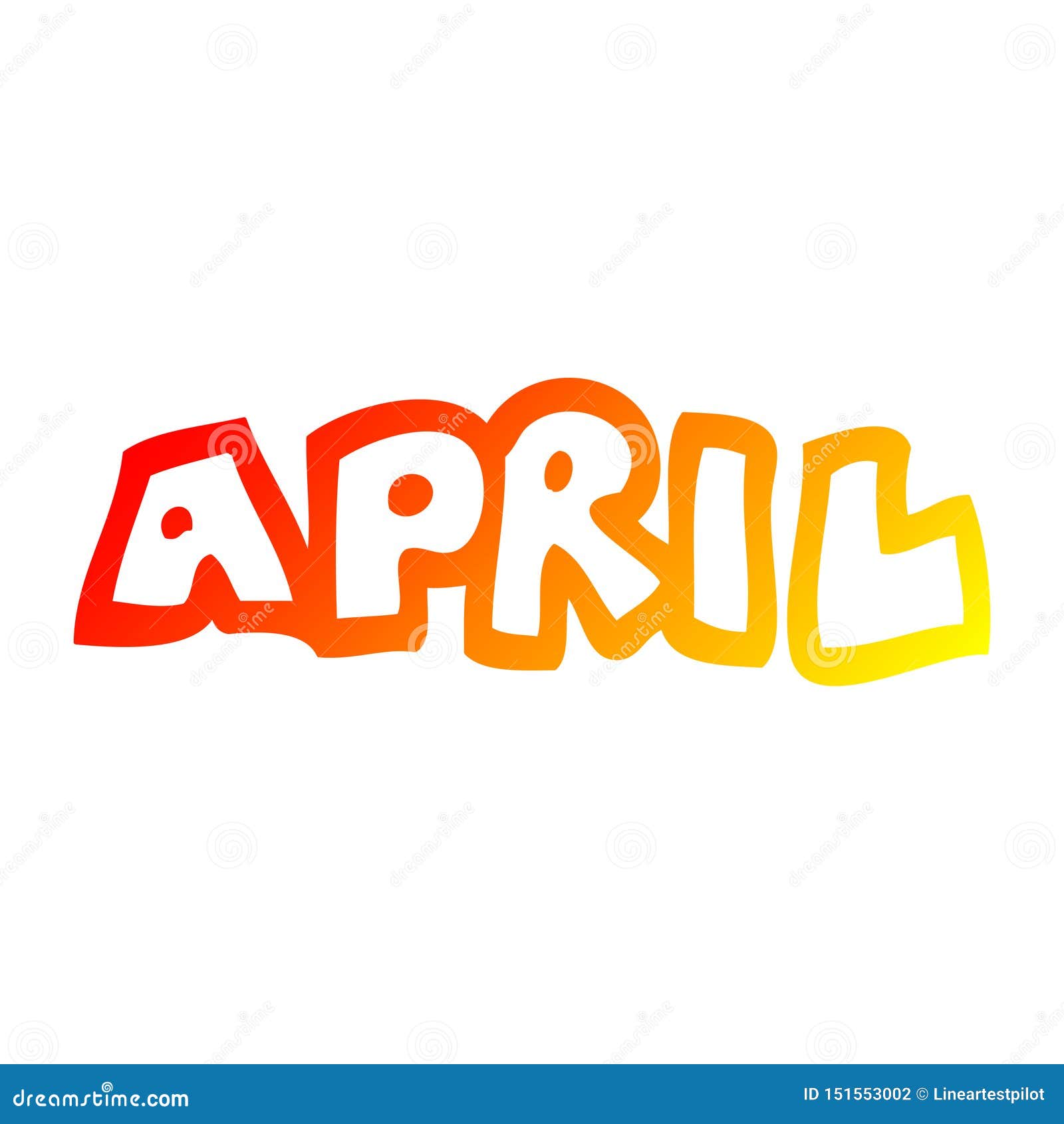 A Creative Warm Gradient Line Drawing Cartoon Month of April Stock ...