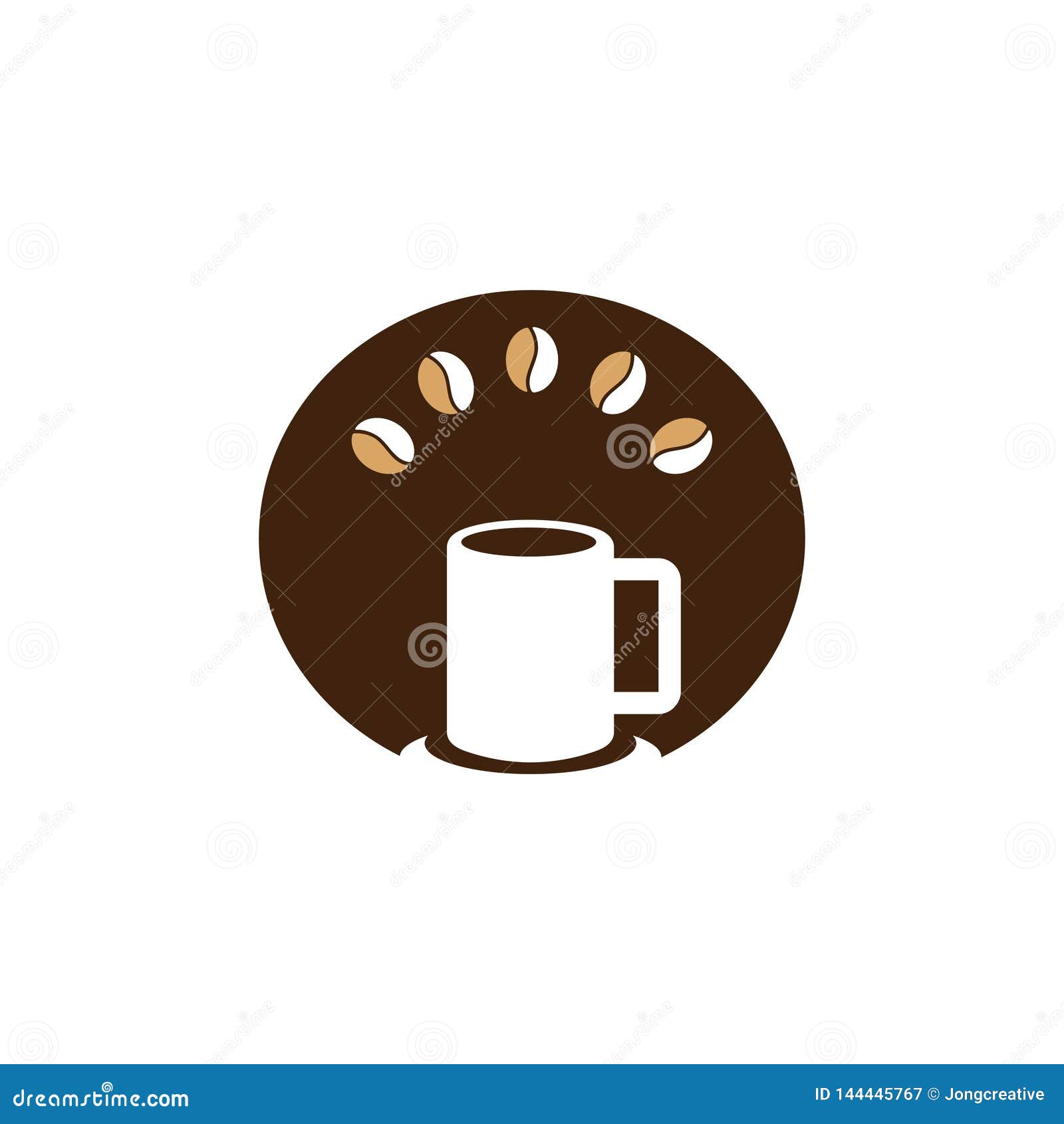 Original Cup Mug Coffee Bean Cafe Logo Illustration Stock Vector