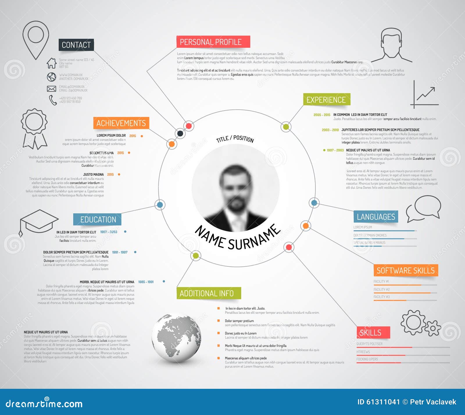 Original Cv / Resume Template Stock Vector - Image: 61311041