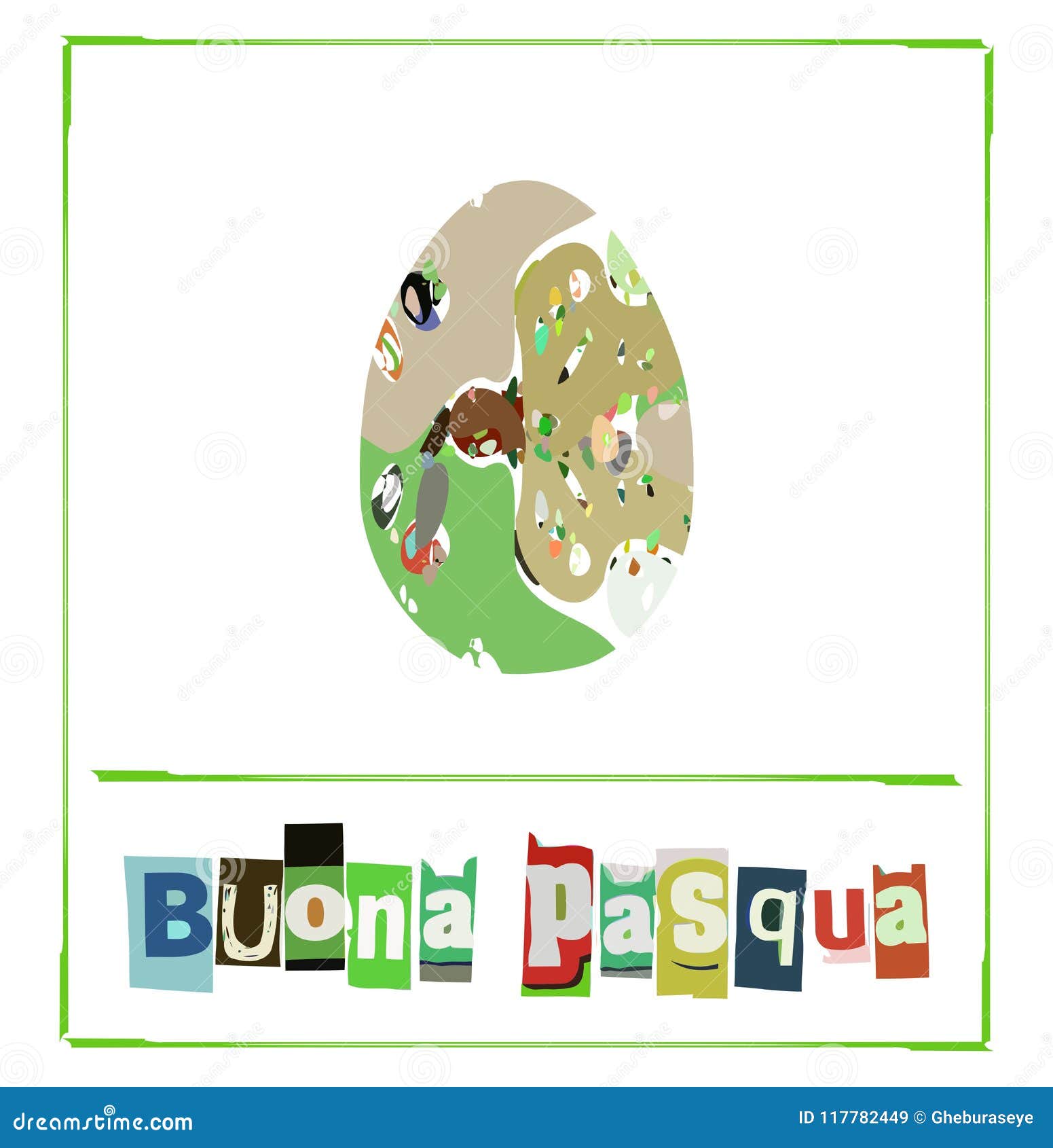 Original Easter Greeting Card in Italian with Egg Stock Vector