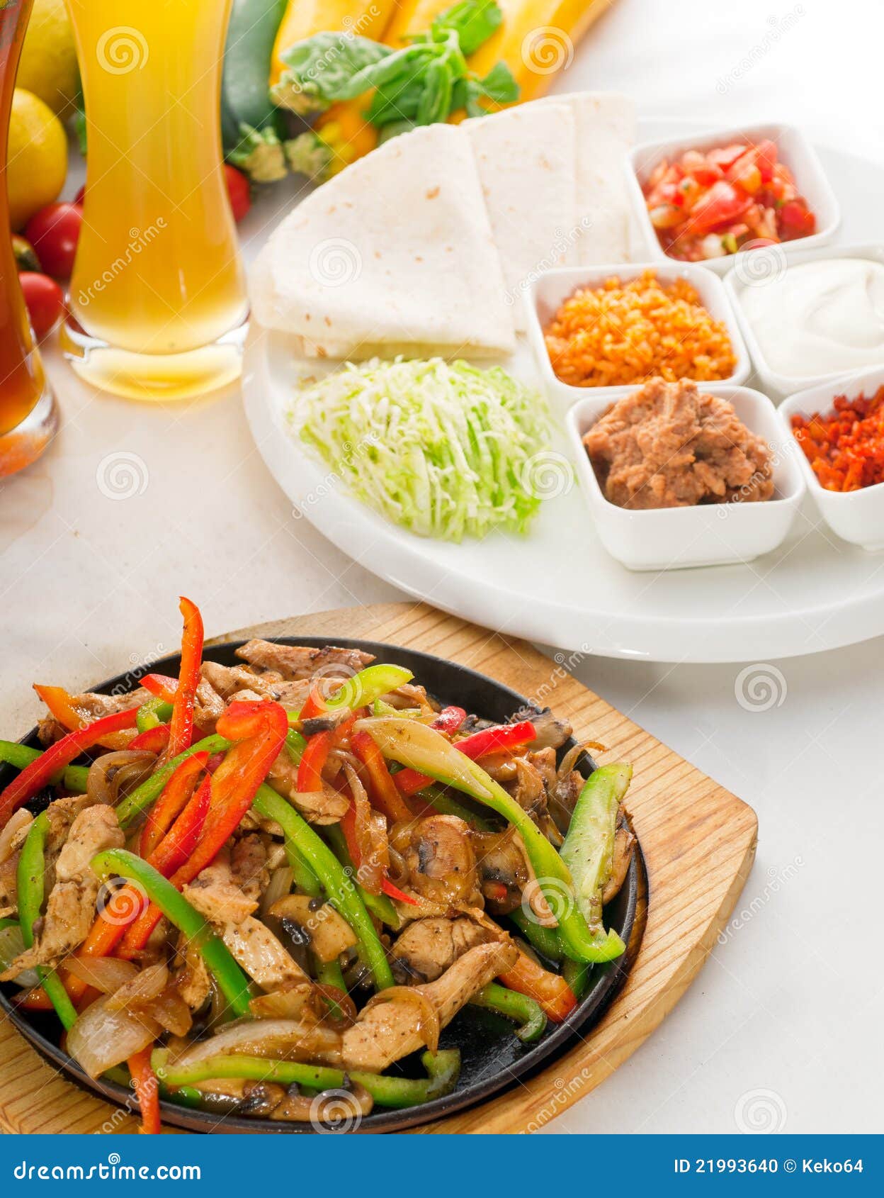 Original Fajita Sizzling Hot on Iron Plate Stock Photo Image of green