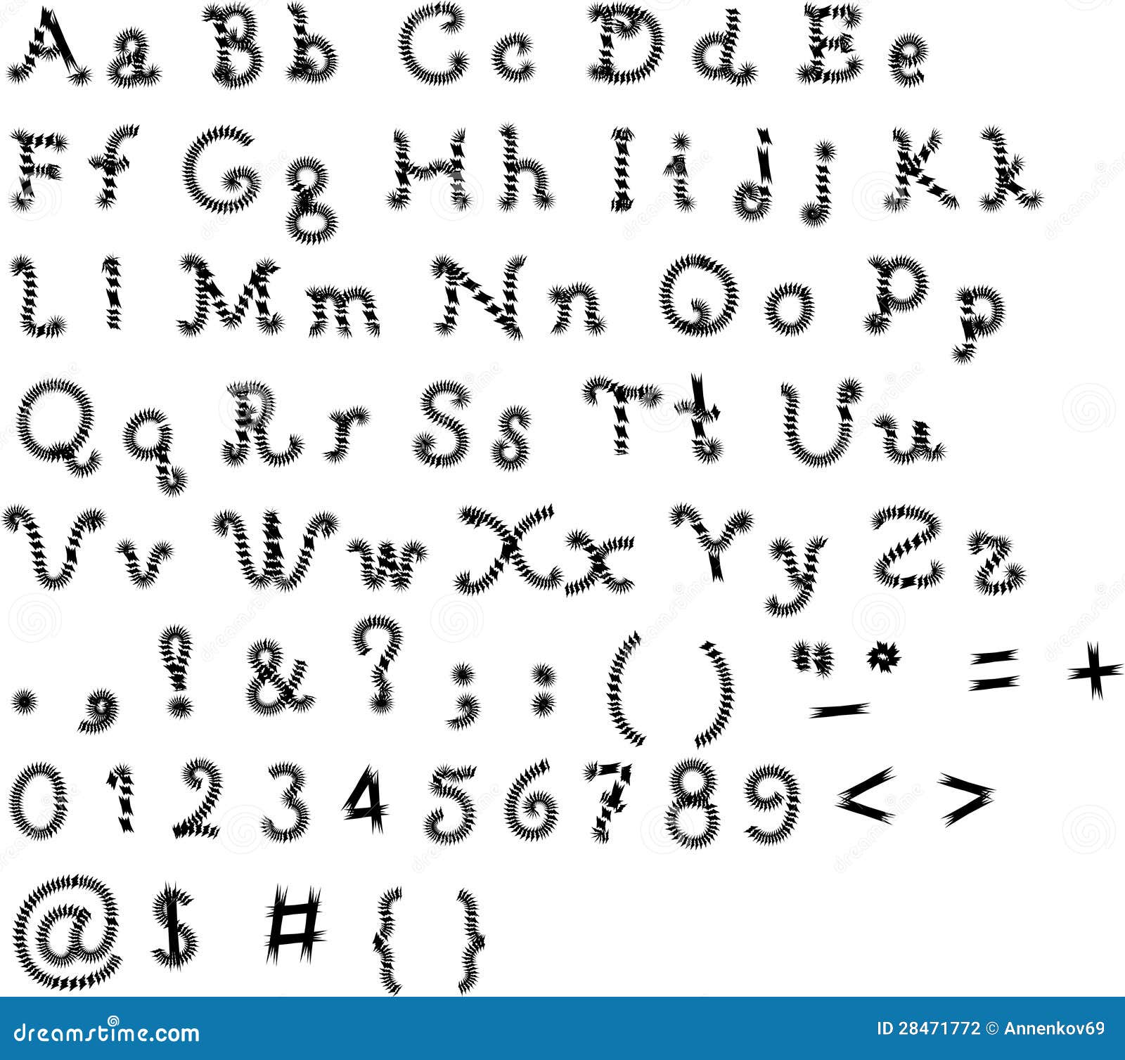 Original Font, Alphabet on a White Background Stock Vector