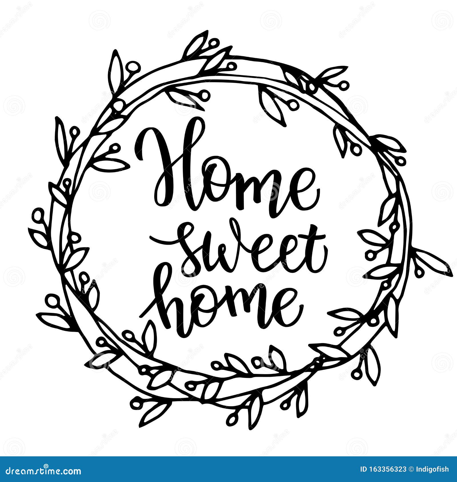 Original Hand Lettering Home Sweet Home Stock Vector - Illustration of ...