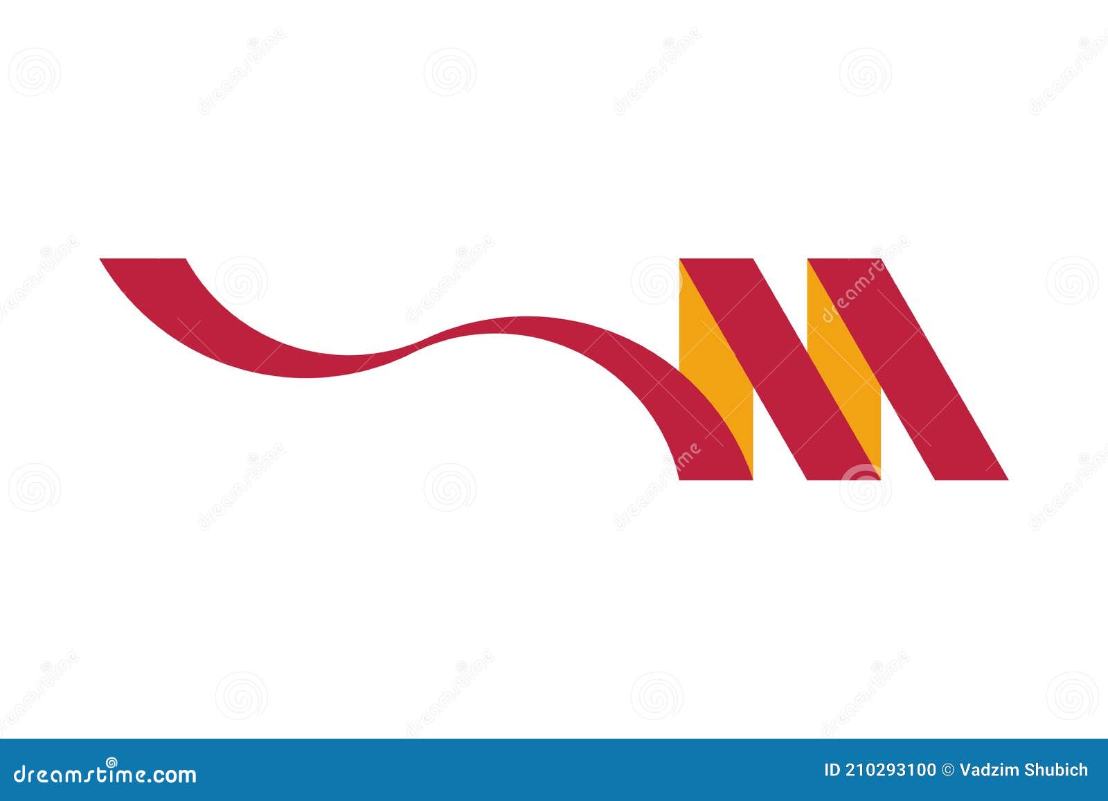 Original Letter M in Red and Orange Colour for Logotype. Vector Sign