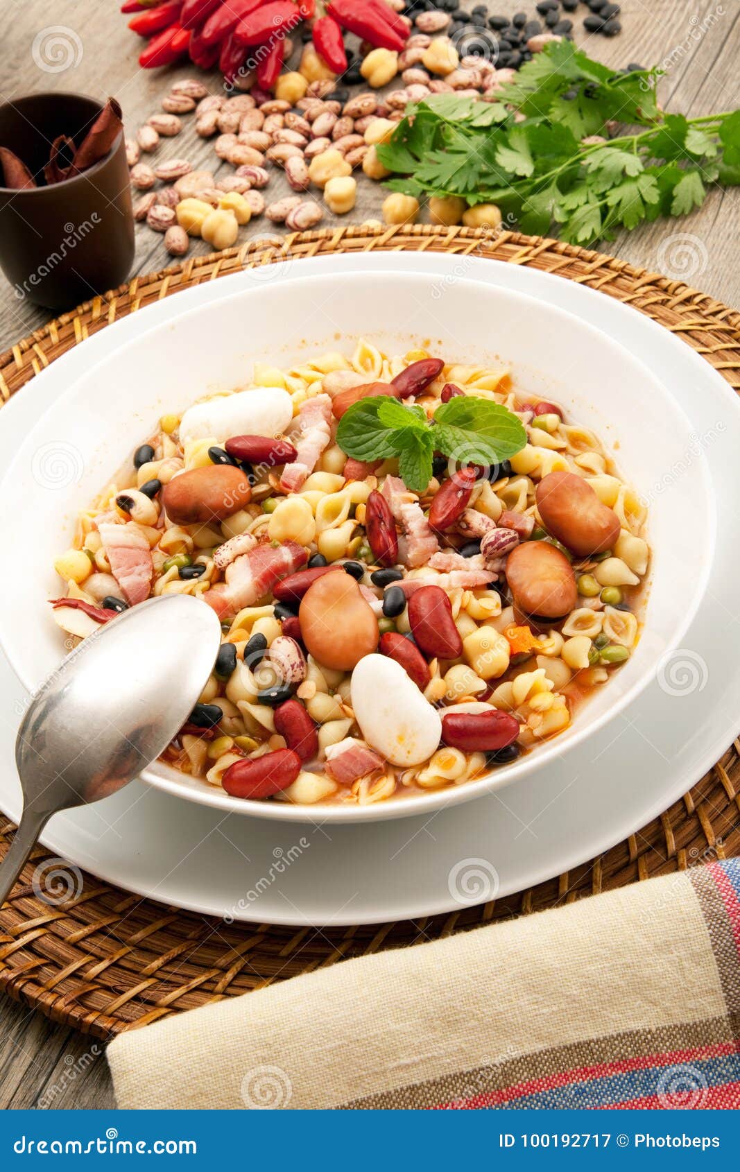 Pasta with Assorted Vegetables Soup Stock Image - Image of homemade