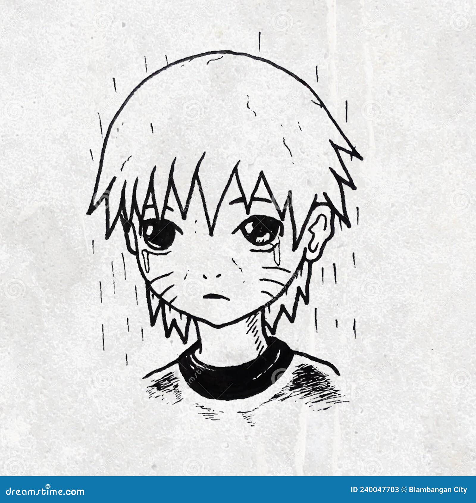Sad Naruto Original Drawing on Paper Stock Illustration - Illustration of  black, line: 240047703