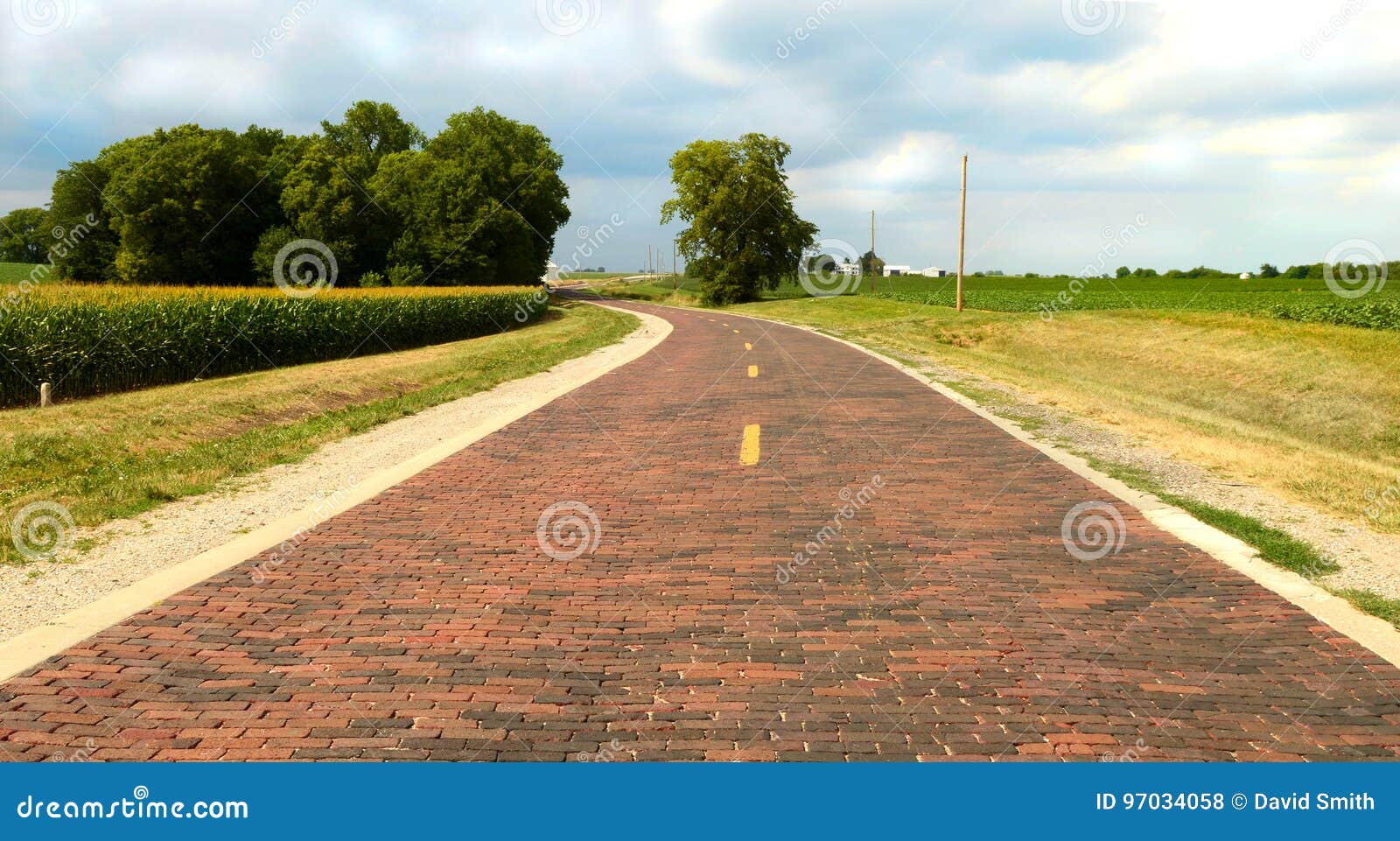 original section of brick road on route 66 near auburn, illinois