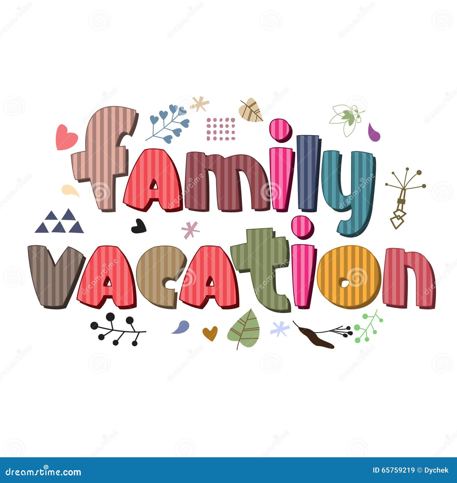 The Original Spelling Of The Phrase Family Vacation Stock Vector word-vacation-accucut