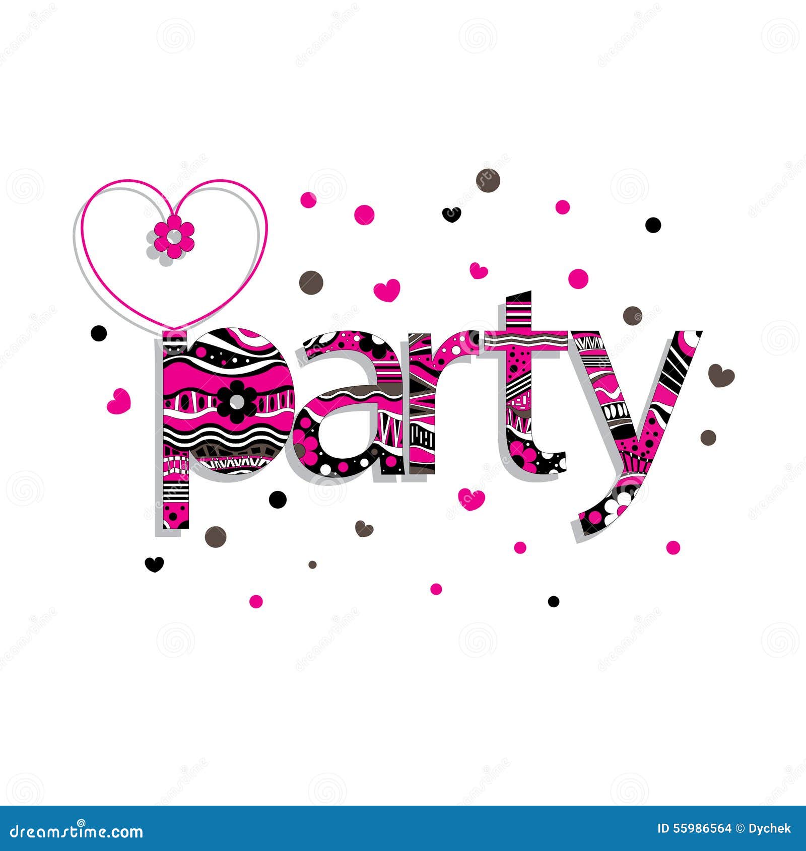 The Original Spelling of the Word Party. Stock Vector Illustration of