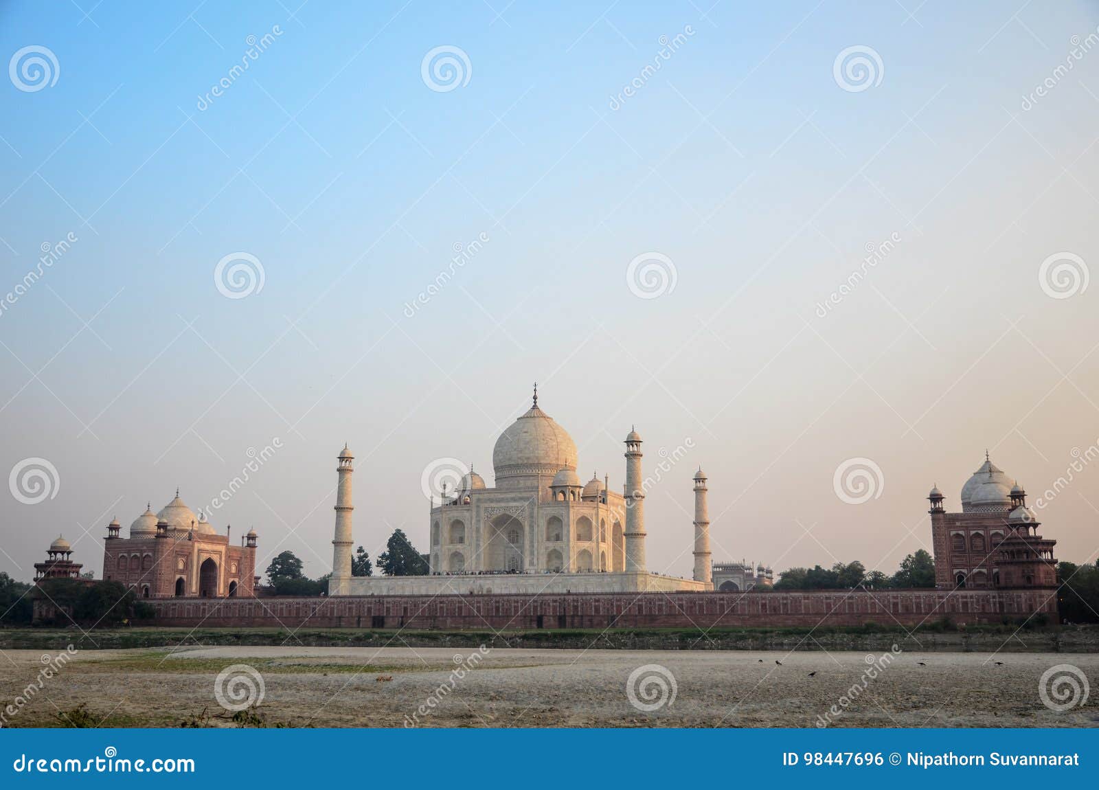 Original, Taj Mahal Seven Wonders Concept, India, Stock Photo Image of minaret, unesco 98447696