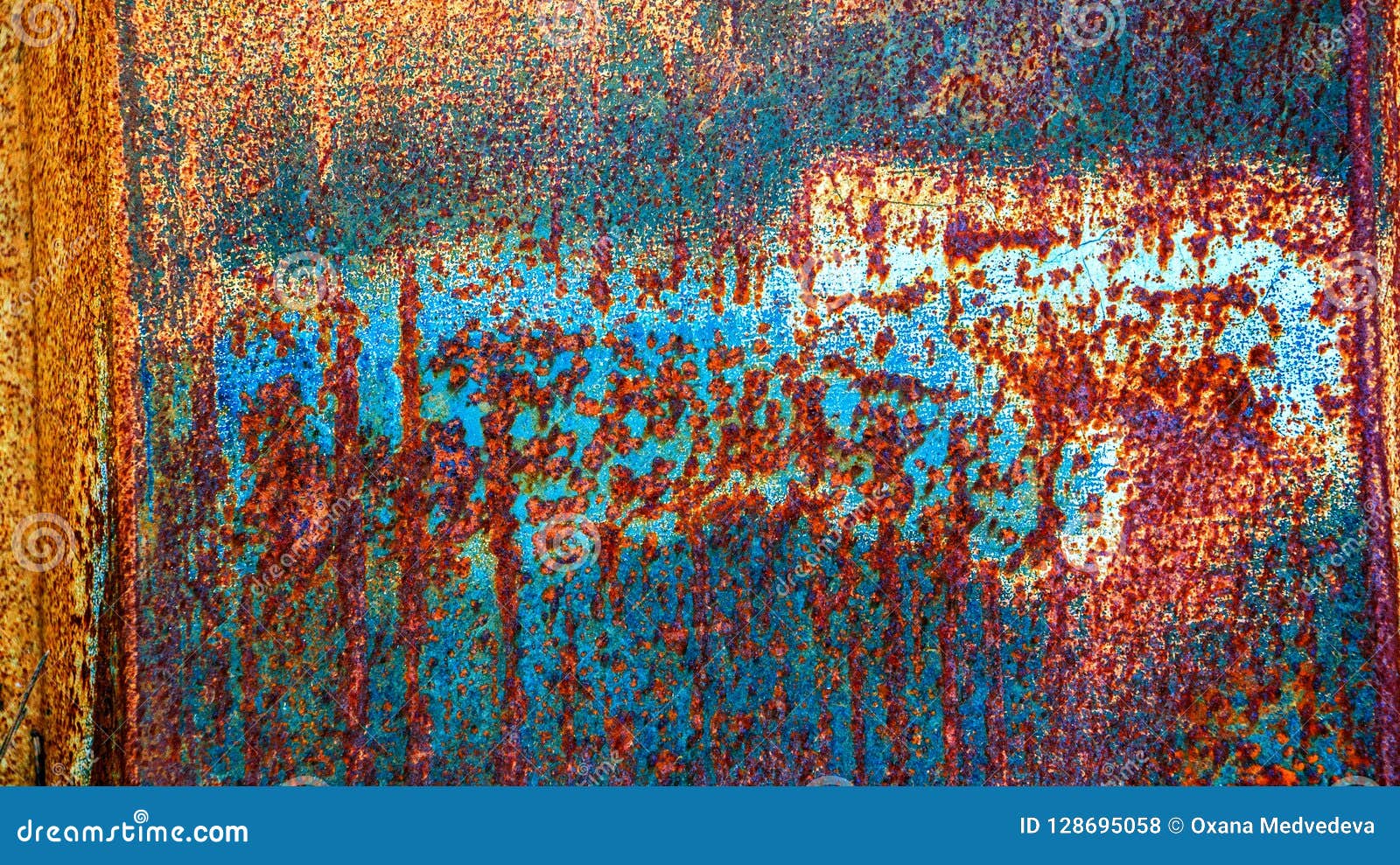 Original Textured Background of Painted Rusty Galvanized Metal with