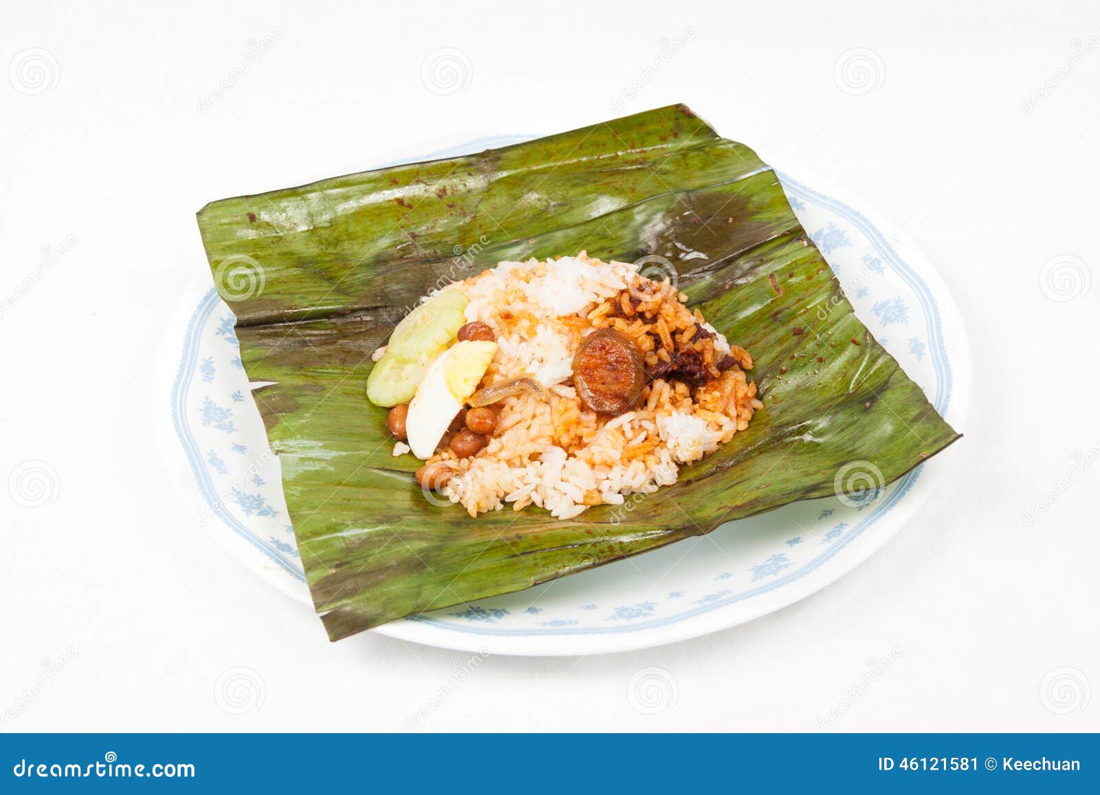 Original Traditional And Simple Nasi Lemak In Banana Leaf Stock Image  Image of cooked, belacan 
