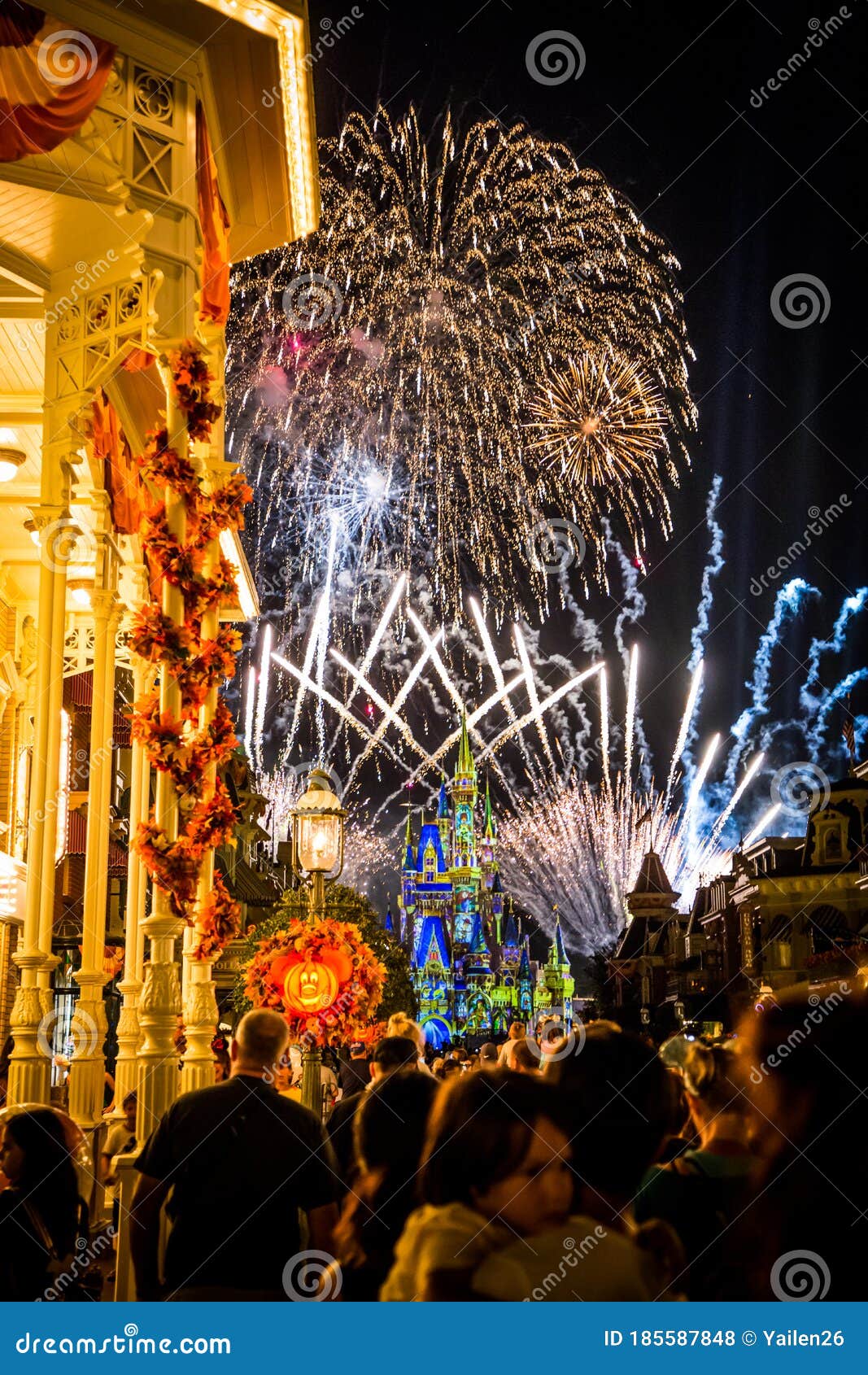 Download Disney Cinderella Castle Fireworks And Lights Editorial ...