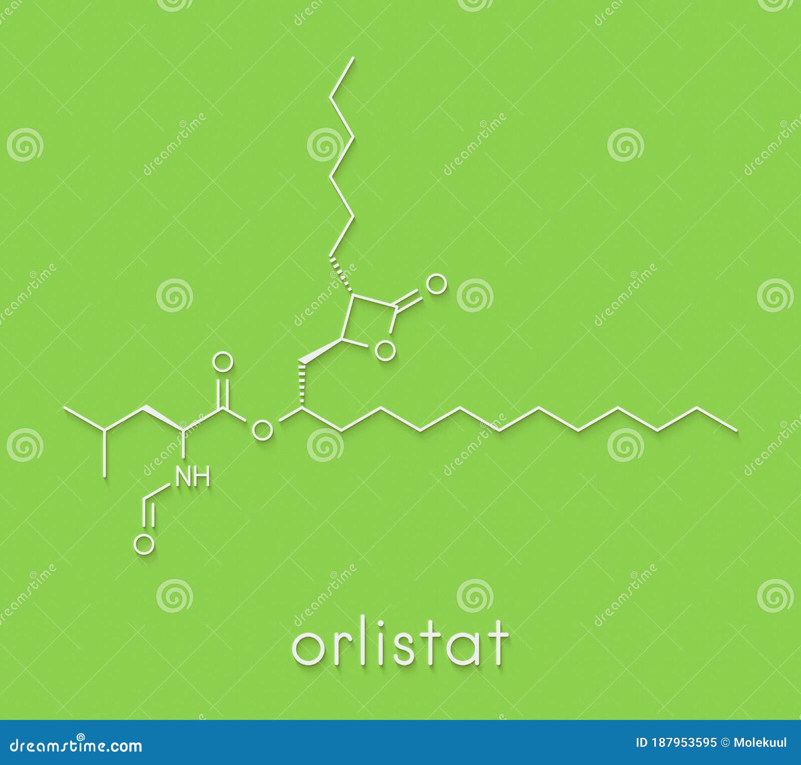 Orlistat Molecule. It Is Lipase Inhibitor Used In The Treatment Of