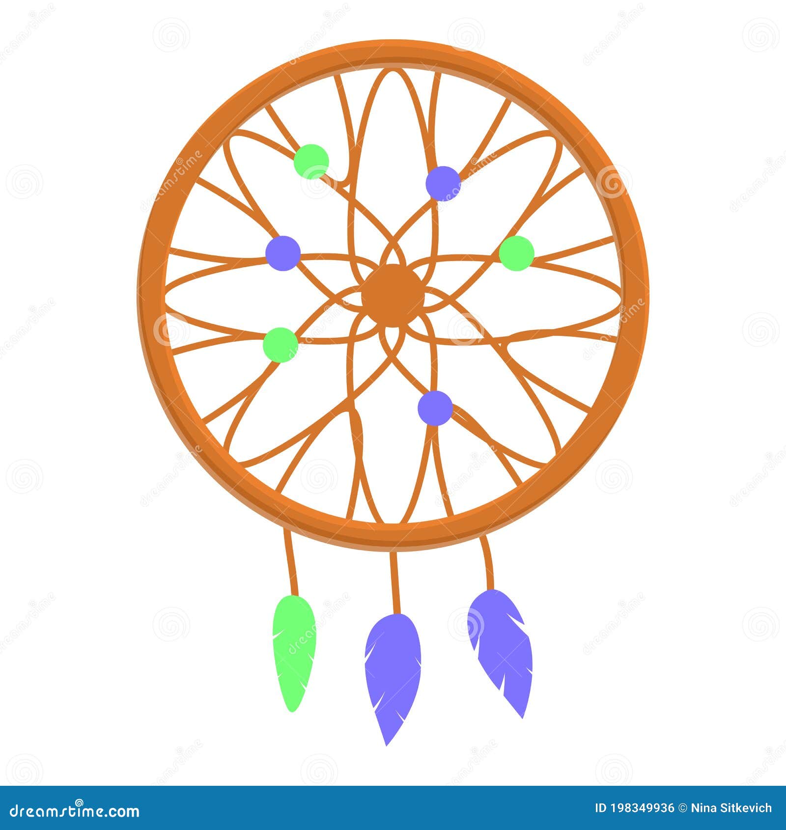 Tribal dream catcher icon, cartoon style, Stock vector