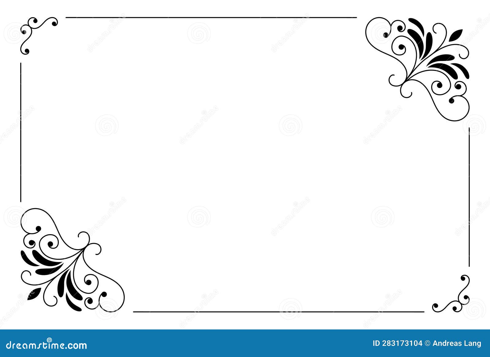 Ornament Frame Artwork Calligraphic Pattern Ornate Art Border Stock