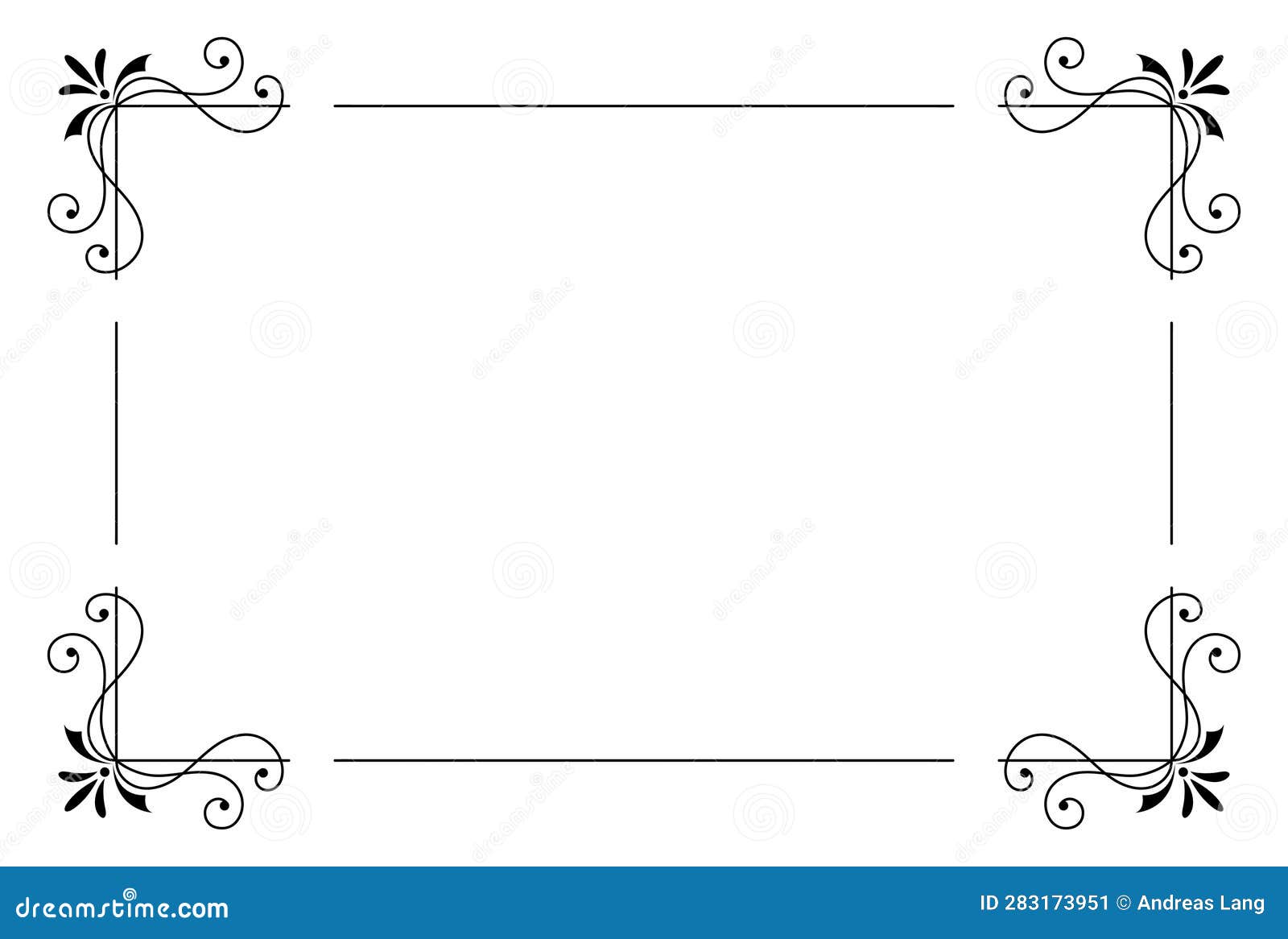 Ornament Frame Artwork Calligraphic Pattern Ornate Art Border Stock