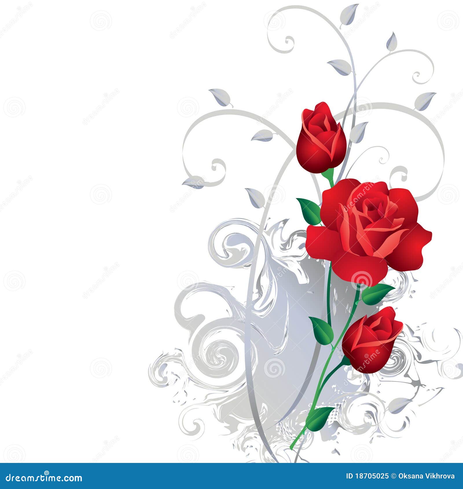 Ornament with red roses stock vector. Illustration of graphic - 18705025
