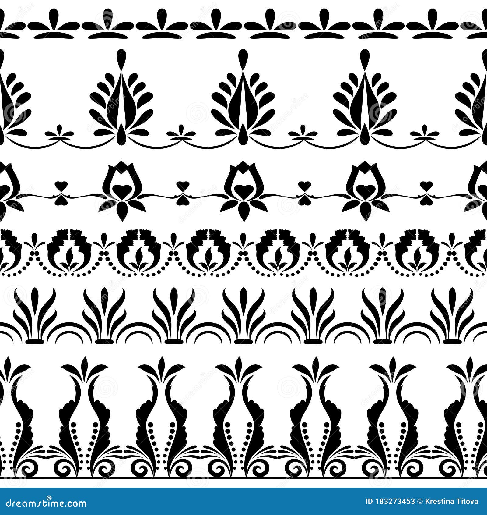 Ornament.Vector Design Elements. Seamless Brushes for Illustrator Stock