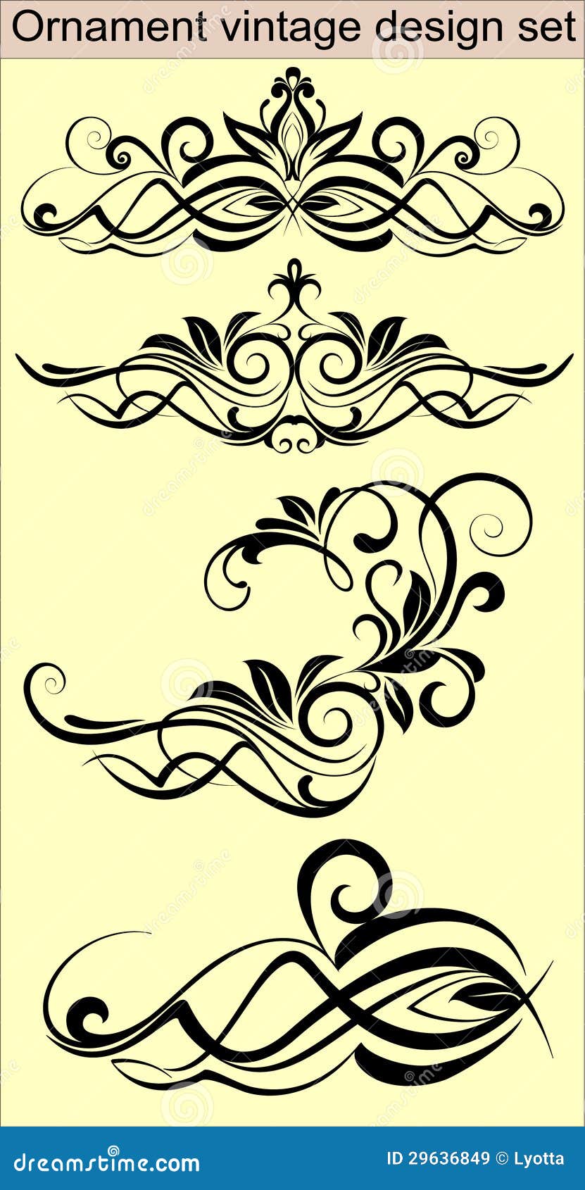 Ornament Vintage Design Set Stock Vector Illustration of petals