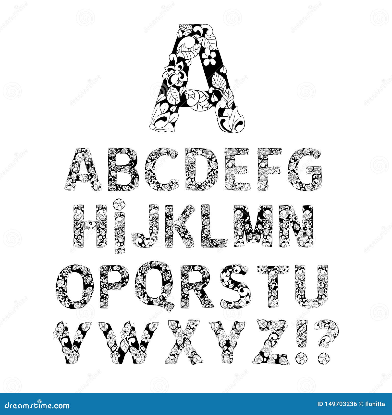 Ornamental Alphabet Letters Font Stock Vector - Illustration of