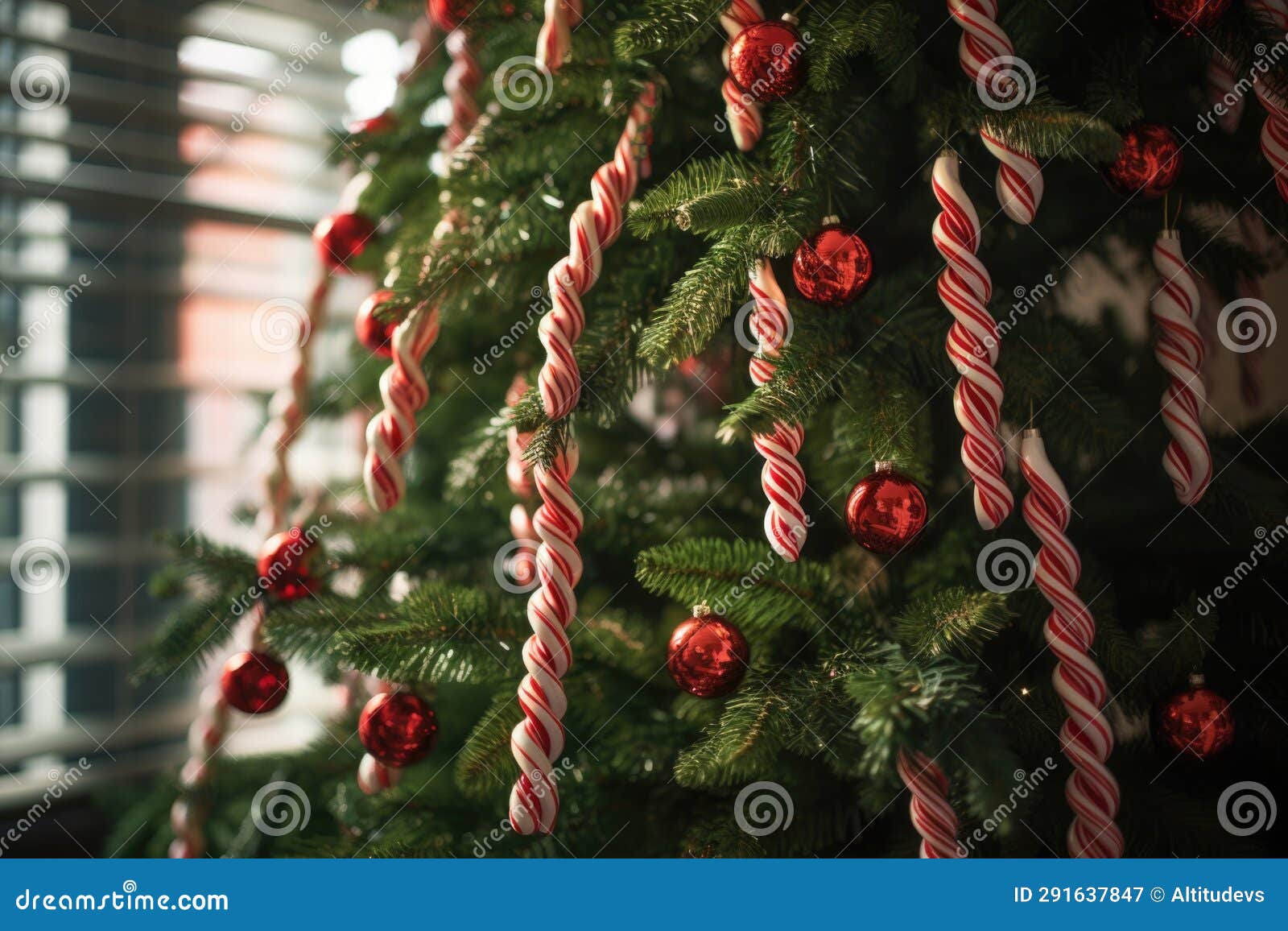 Ornamental Candy Canes Hung on an Artificial Christmas Tree Stock Image Image of tree