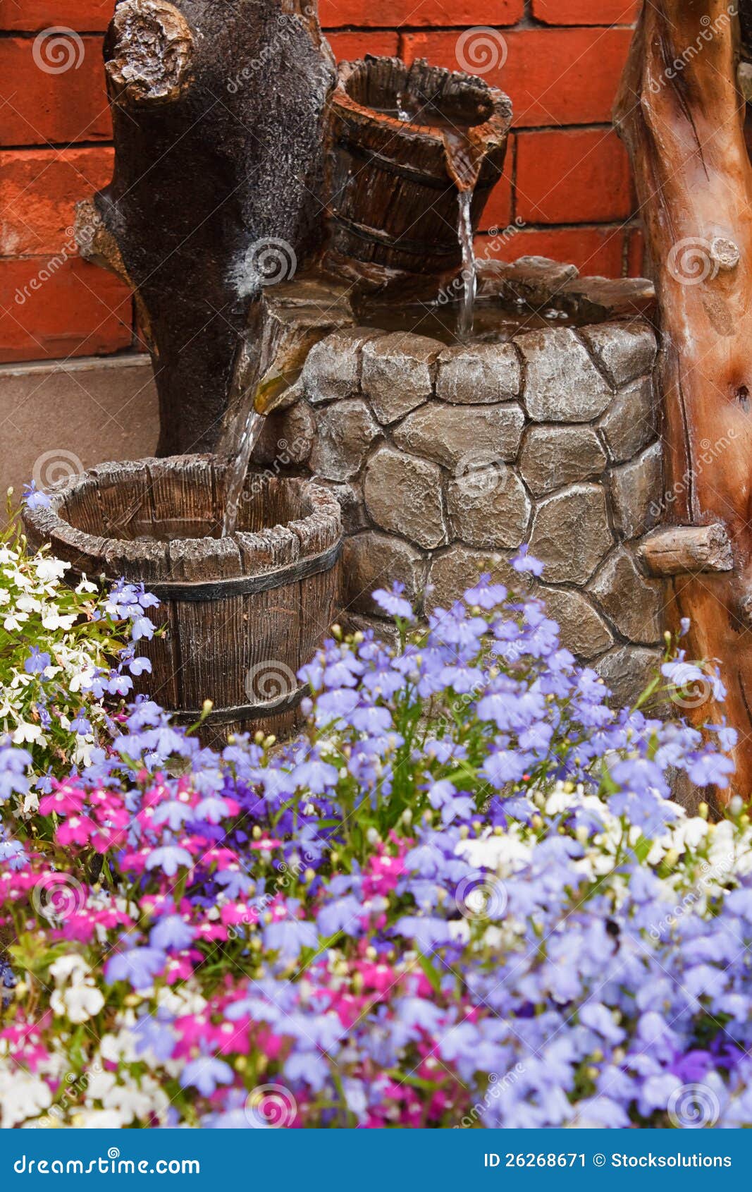 Ornamental Garden Water Feature Stock Image Image of paving, waterfalls 26268671