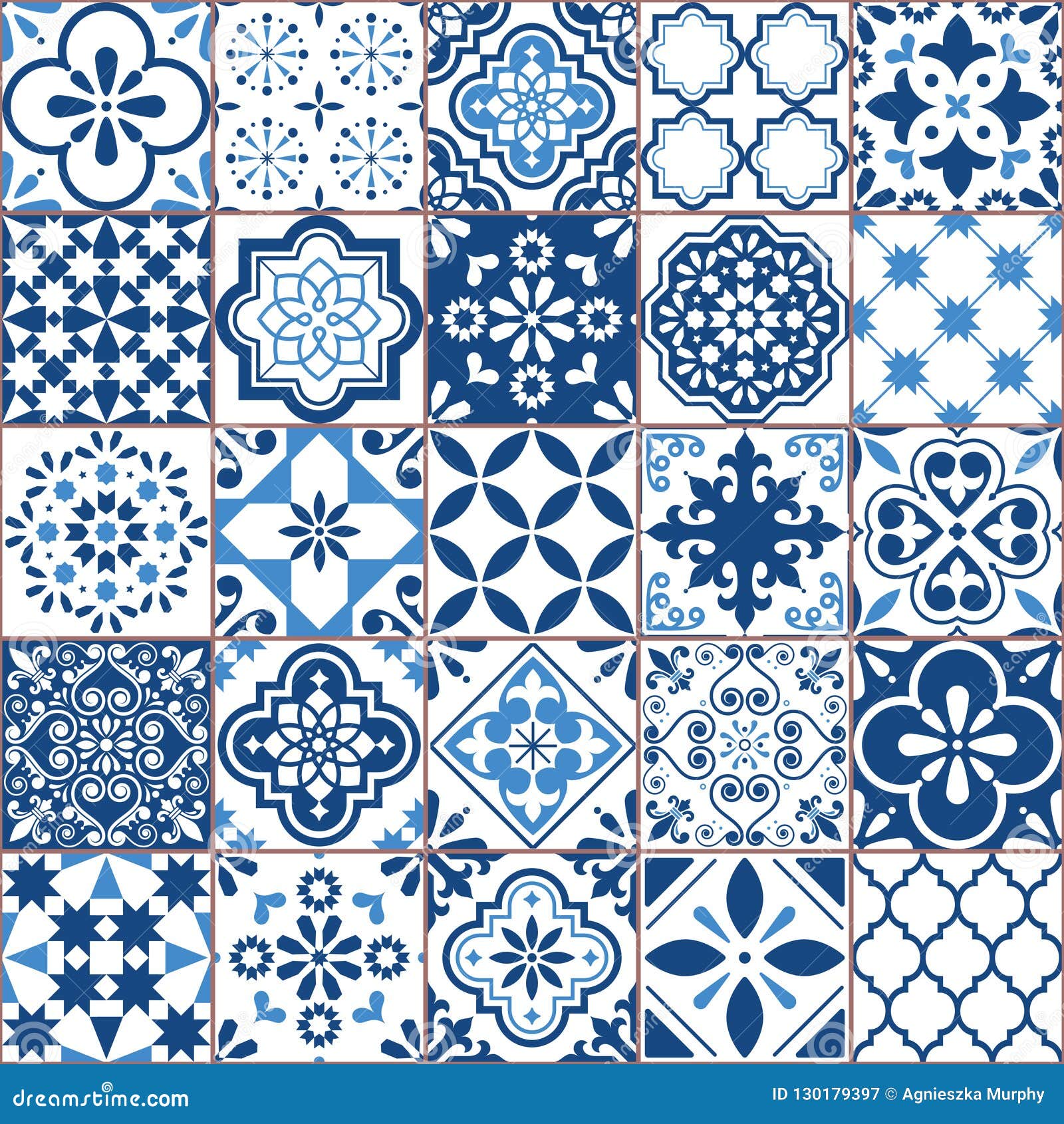 lisbon geometric azulejo tile  pattern, portuguese or spanish retro old tiles mosaic, mediterranean seamless navy blue desig