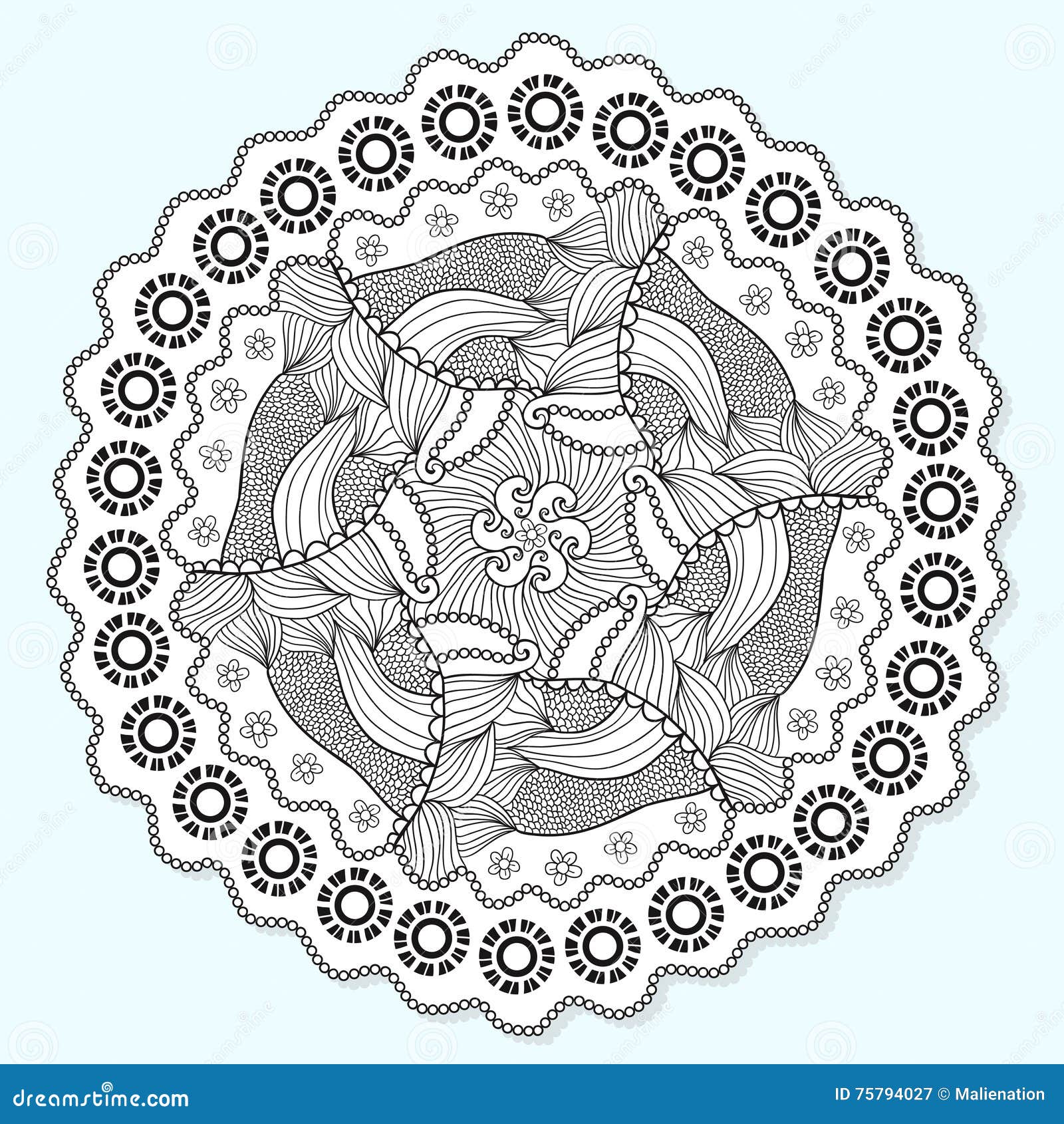 Ornamental Mandala. Circle Lace Ornament Pattern. Vector for Adult ...