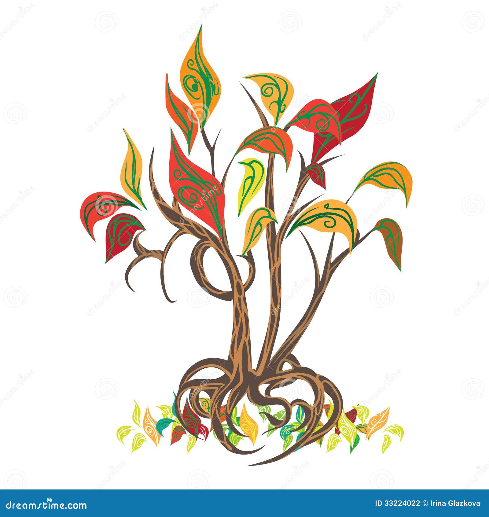 Ornamental tree with roots stock vector. Illustration of nature 33224022