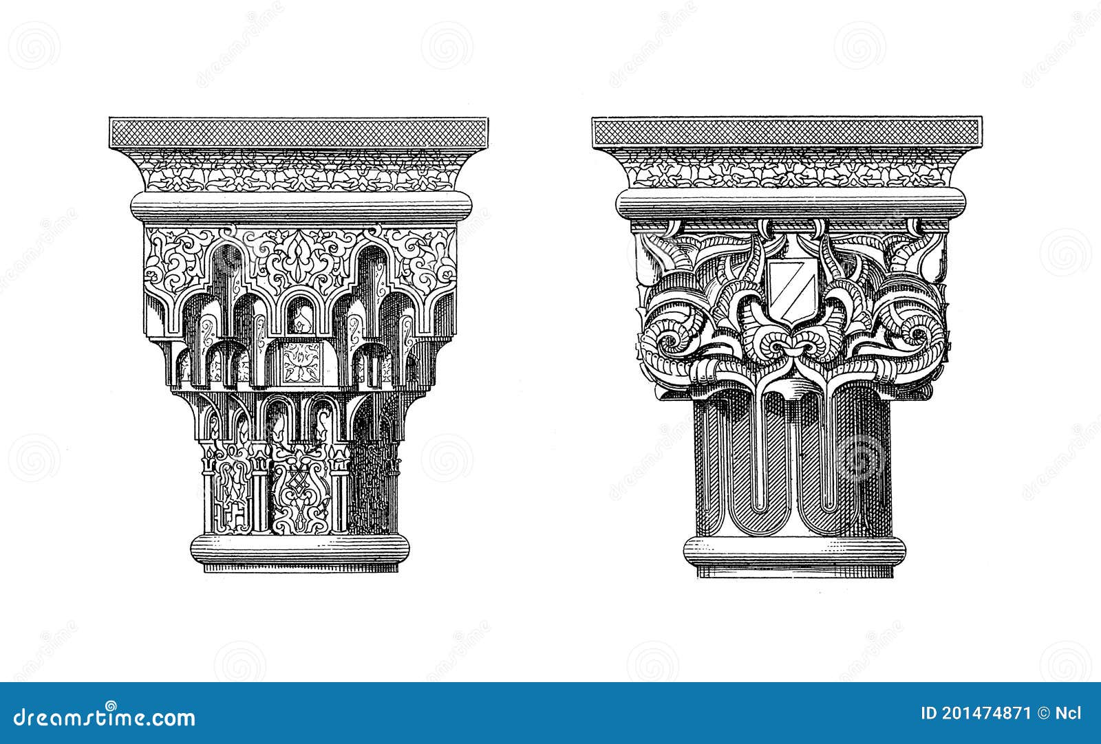 Ornaments from Alhambra | Antique Architectural Illustrations Stock ...