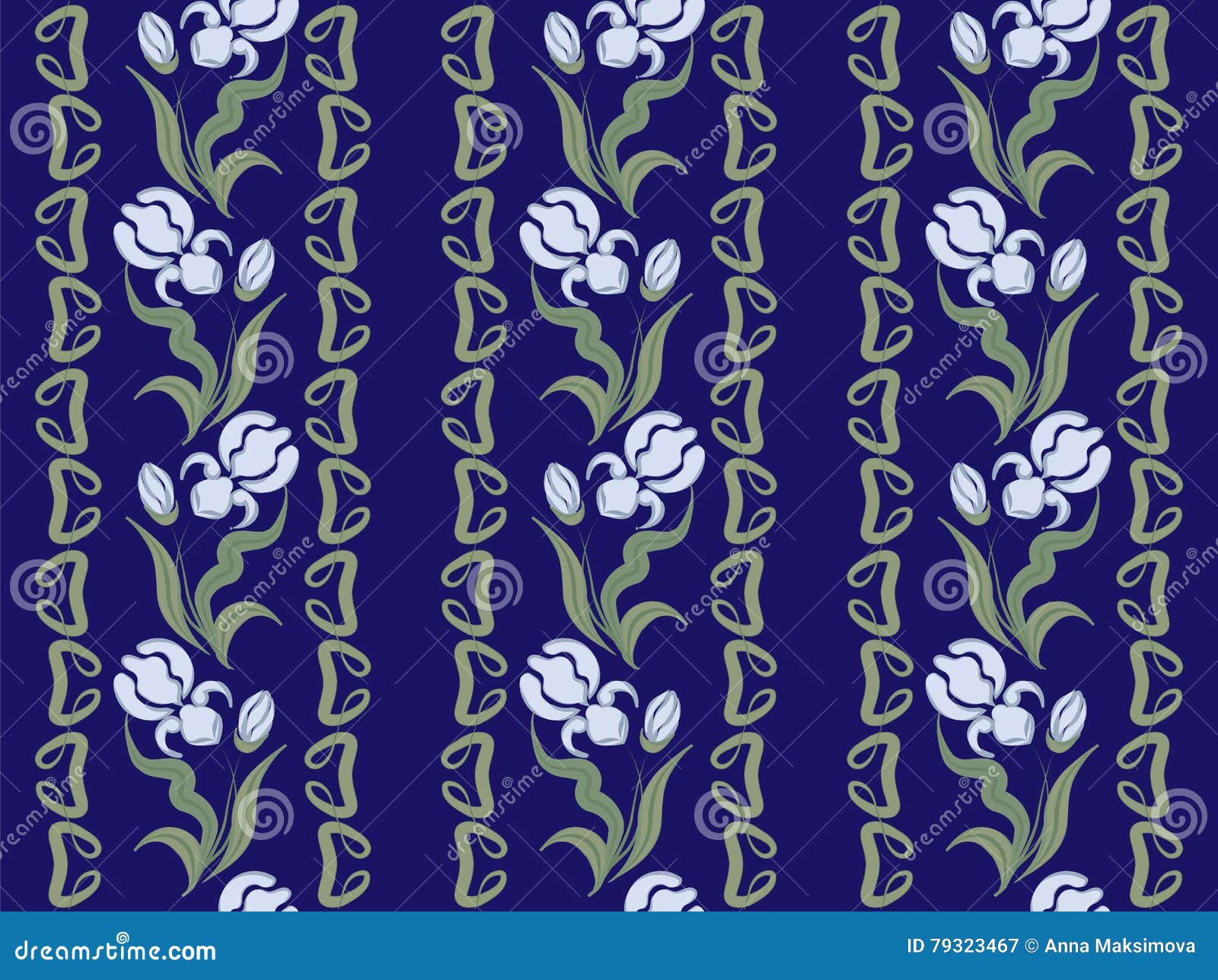 Ornaments of blue irises stock vector. Illustration of color 79323467