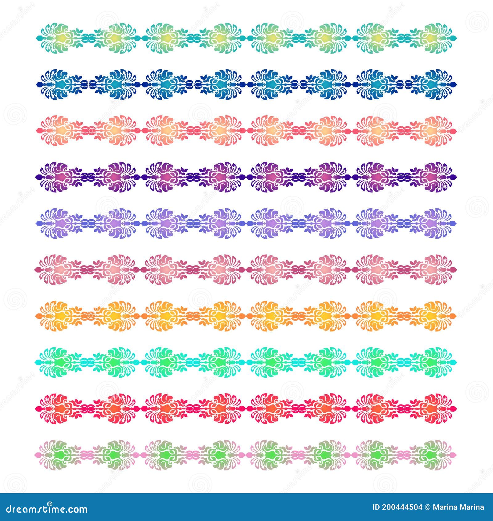 Ornaments with Striped Floral Pattern. Ornamental Border for Braid