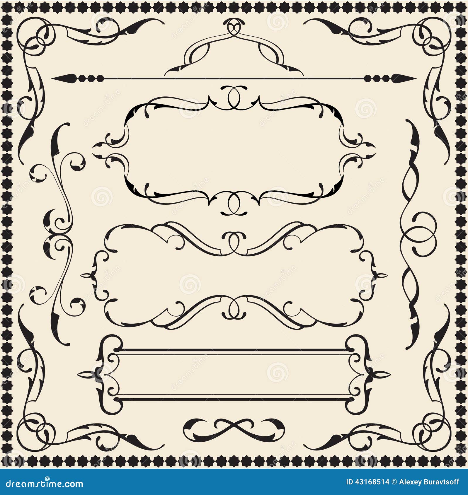 Ornate art set stock vector. Illustration of floral, intricacy 43168514