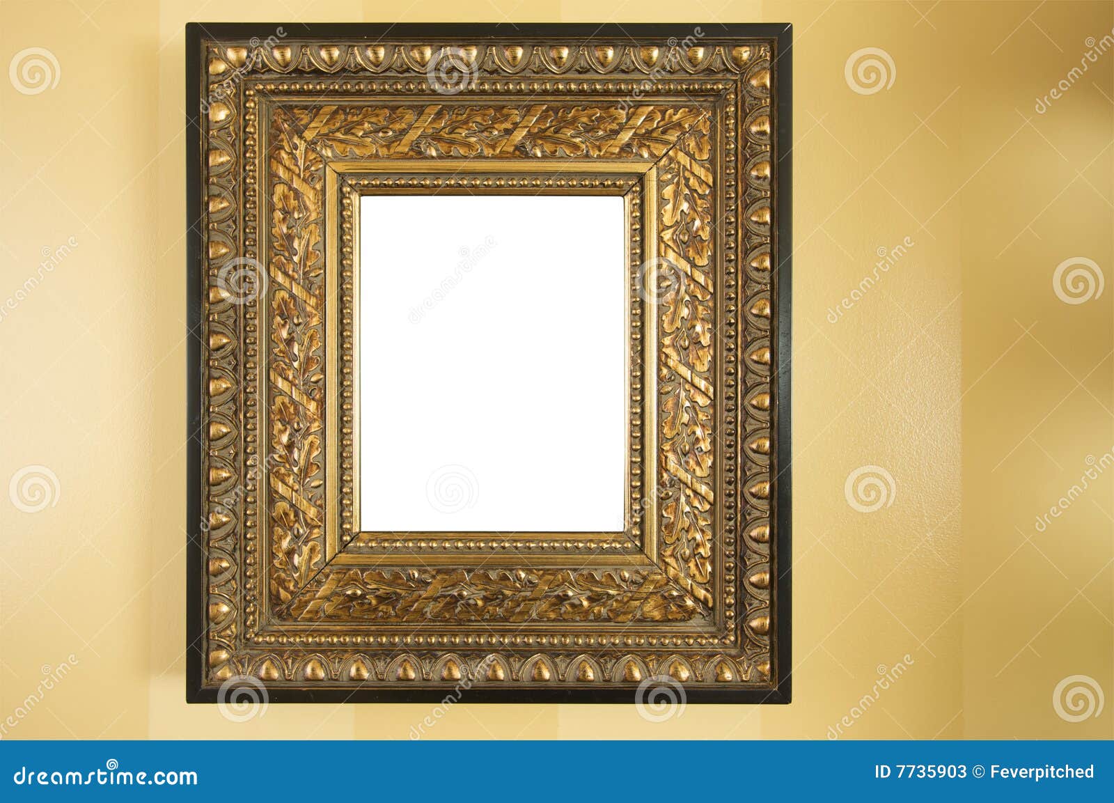 ornate blank picture frame on wall