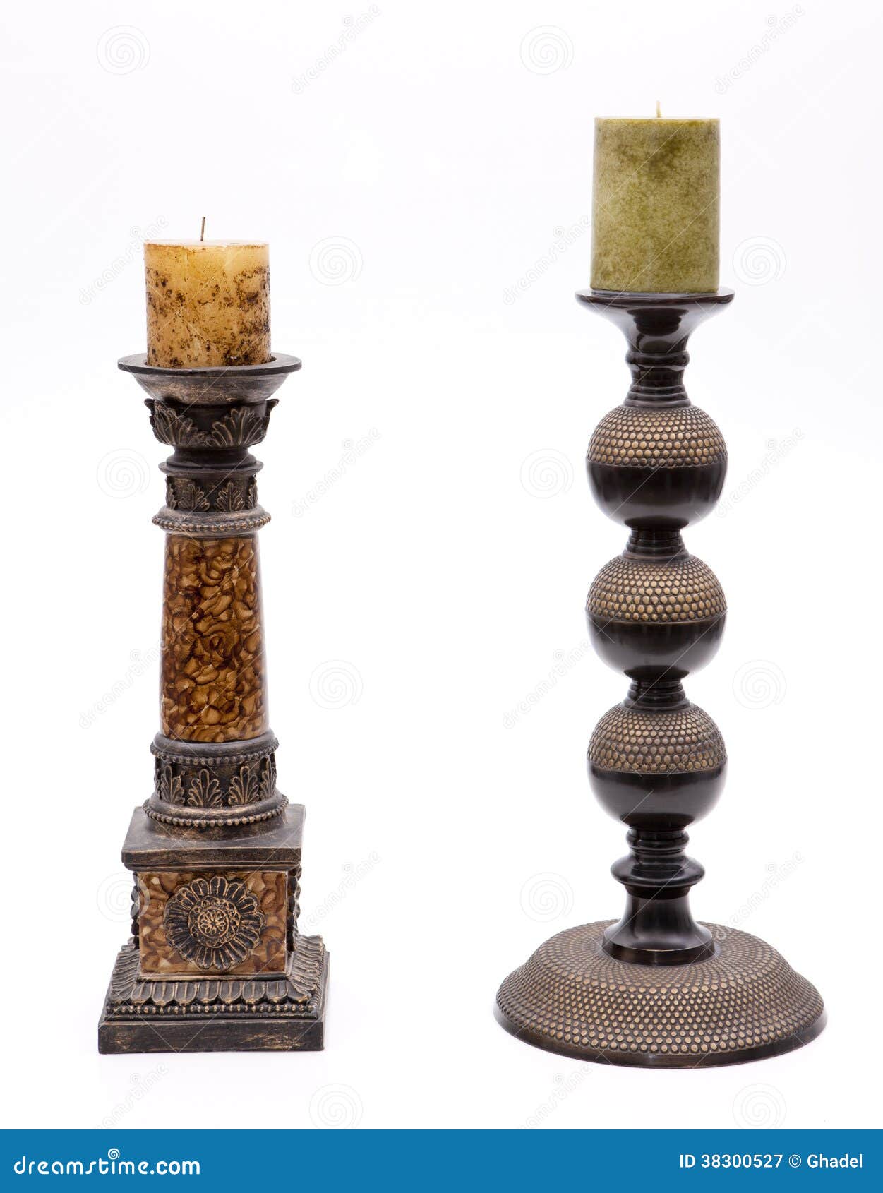 Ornate candle holders stock image. Image of metal, white 38300527