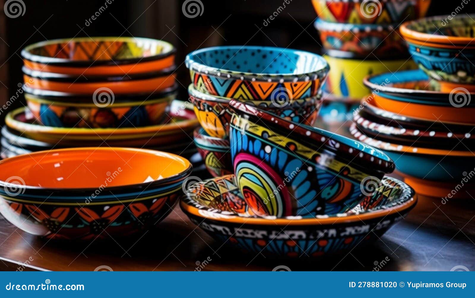 Ornate Ceramics in a Stack, a Souvenir of Indigenous Cultures Generated