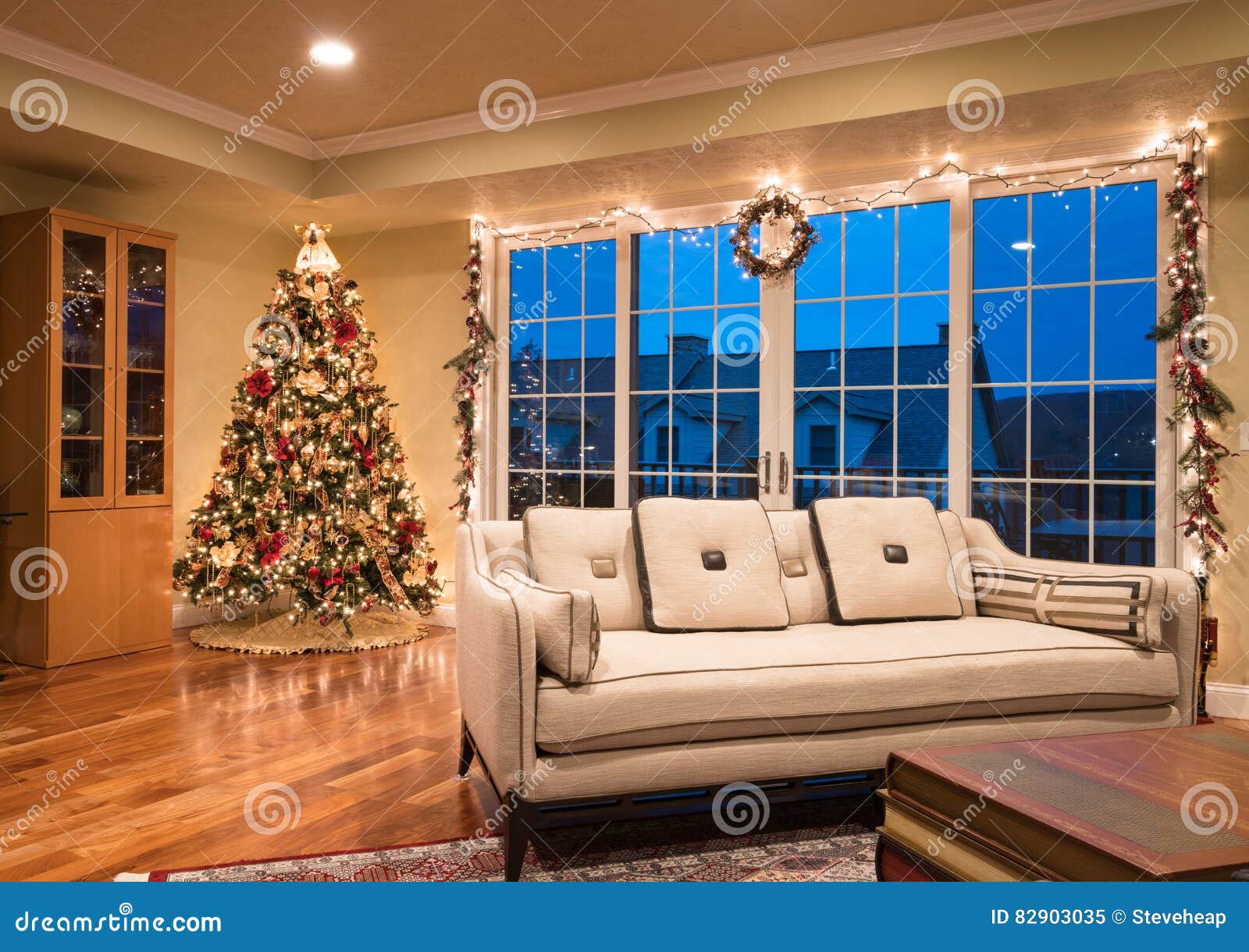 Christmas Tree In Corner Of Living Room