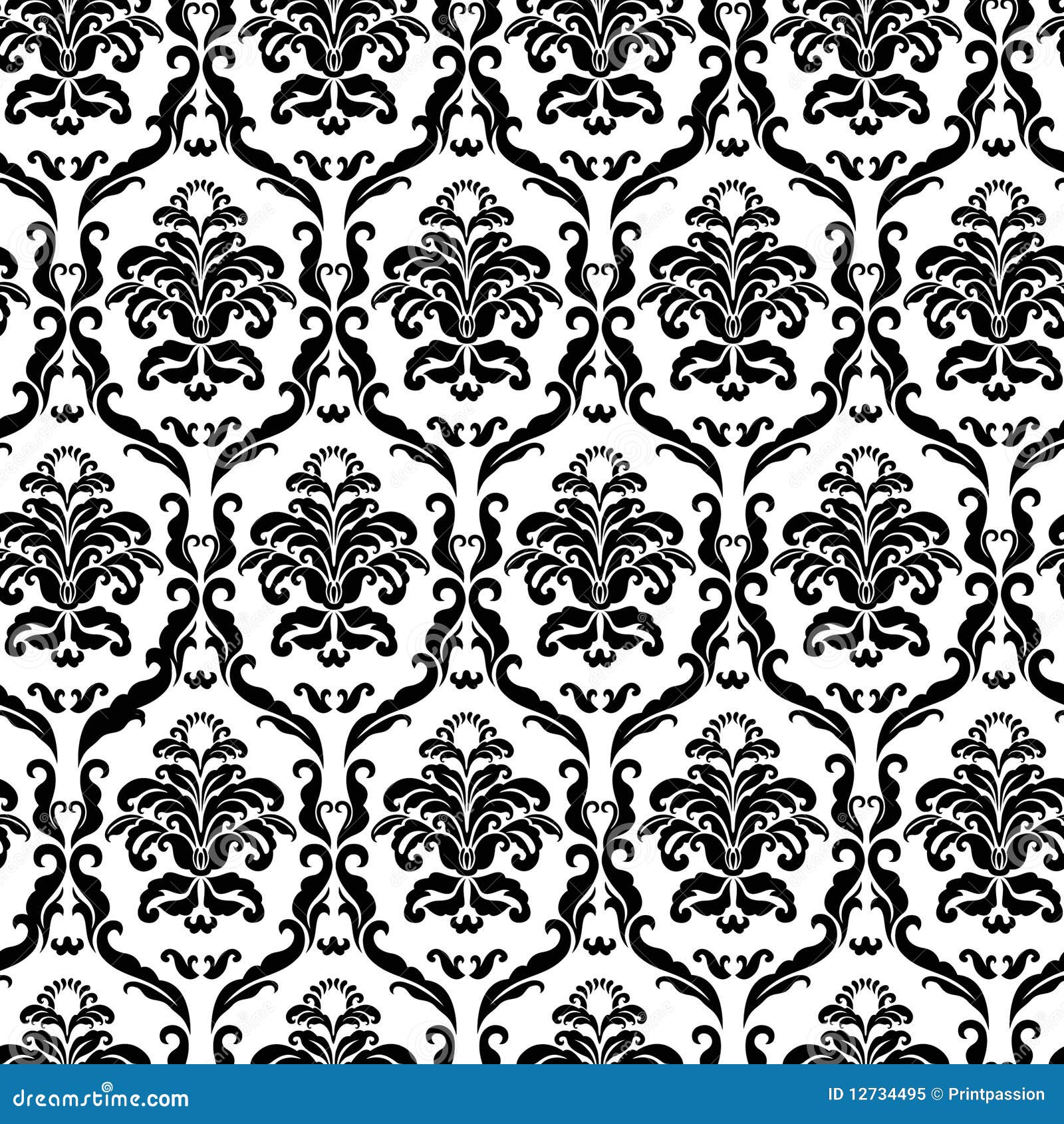 Ornate damask tile stock vector. Illustration of seamless 12734495