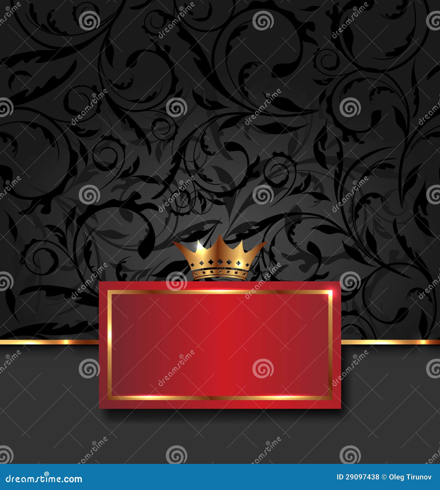 Ornate Decorative Frame with Golden Crown Stock Vector Illustration