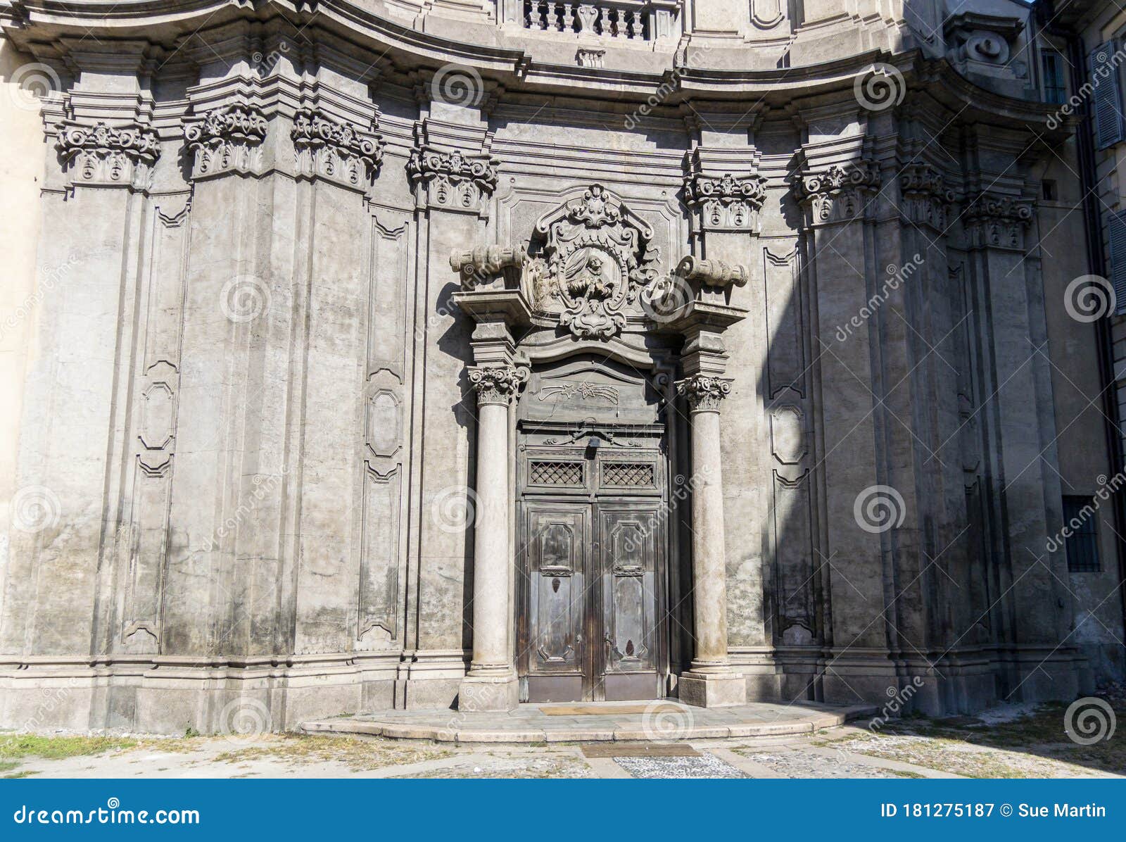 ornate church entrance, milan, italy