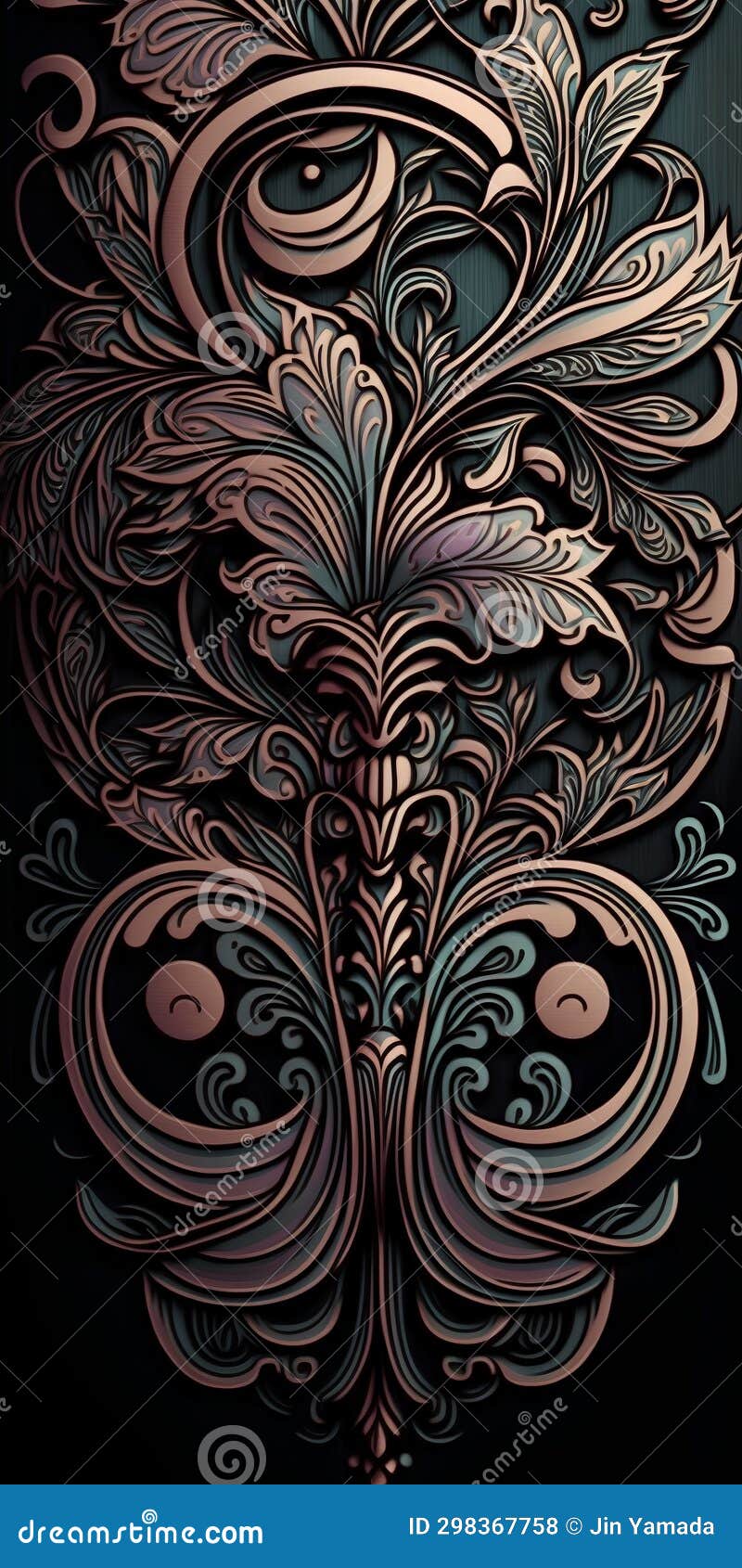Ornate Floral Pattern on a Black Background. Vector Illustration Stock