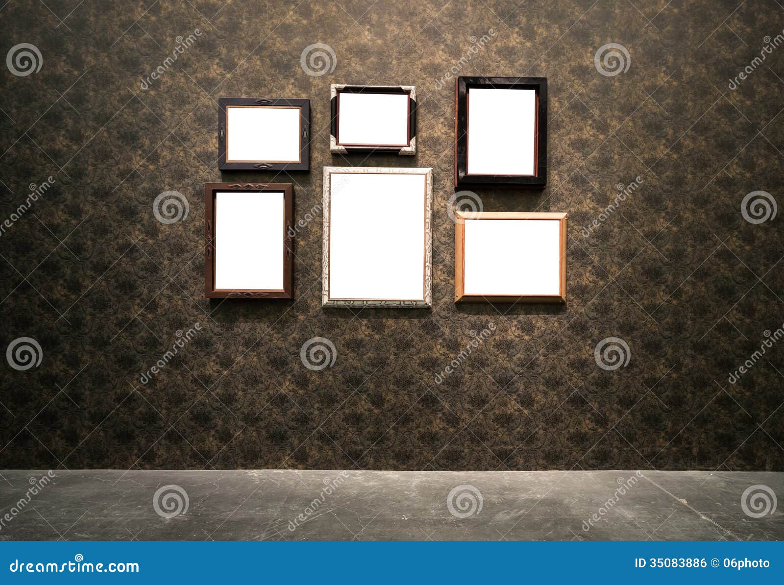 Ornate Gold Frame at Grunge Wallpaper Stock Photo - Image of hang
