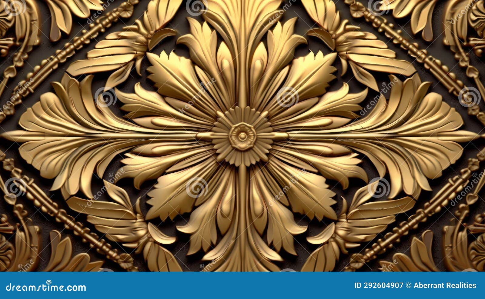 An Ornate Gold Wall with Flowers and Leaves Stock Illustration Illustration of luxury