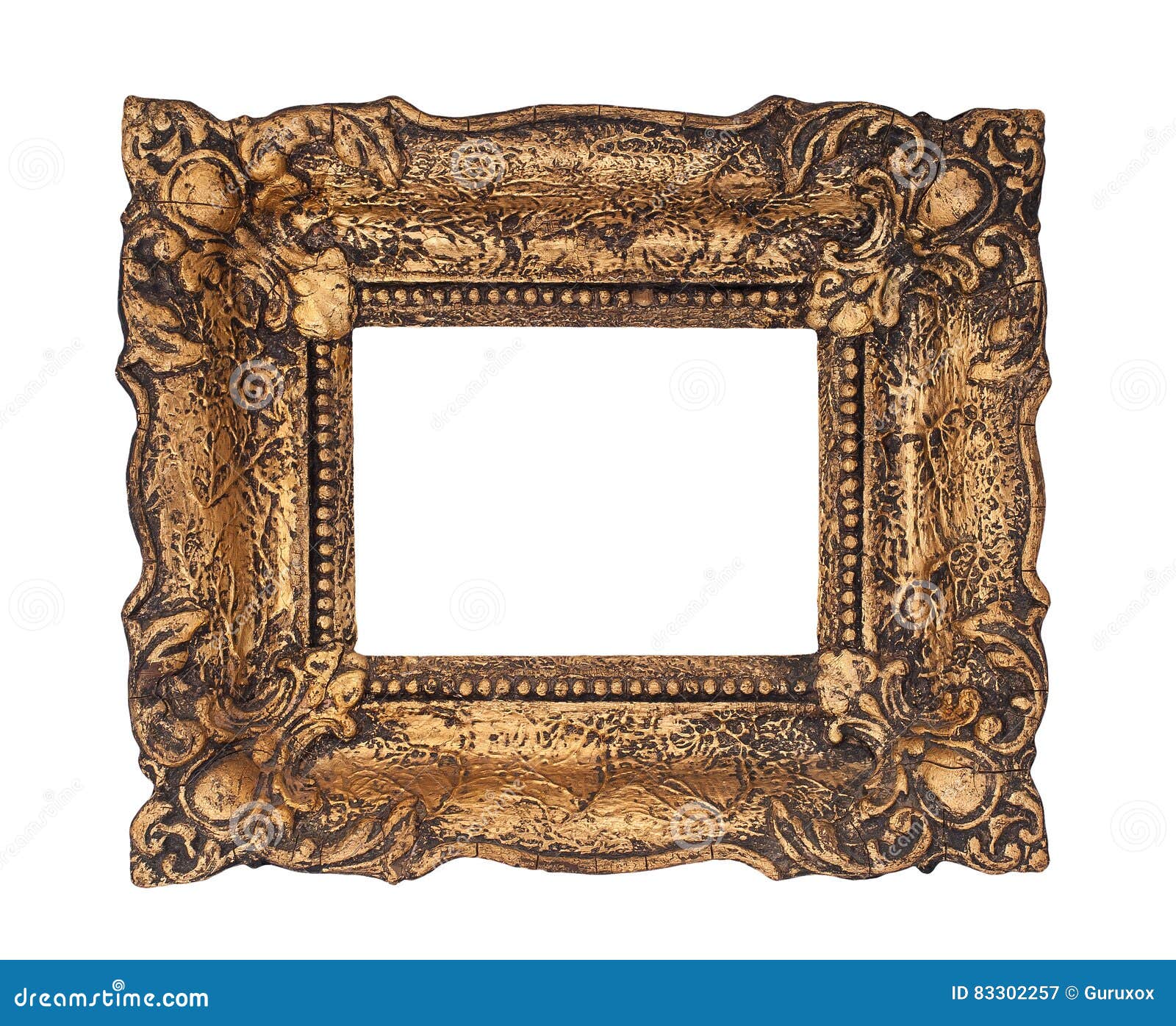 Ornate Golden Baroque Frame Isolated on the White Background Stock