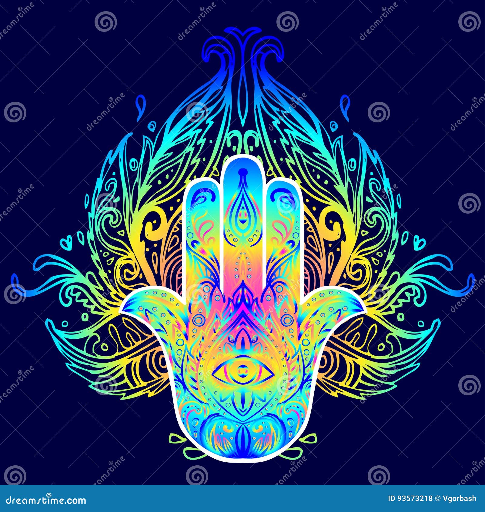 Ornate Hand Drawn Hamsa. Popular Arabic and Jewish Amulet. Vector ...