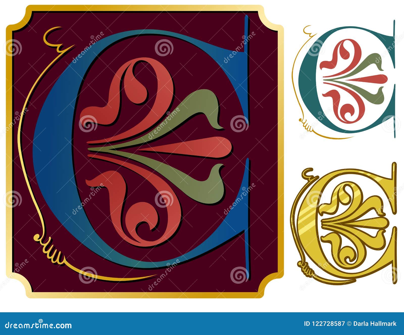 Ornate Letter C with Variations Stock Vector - Illustration of writing